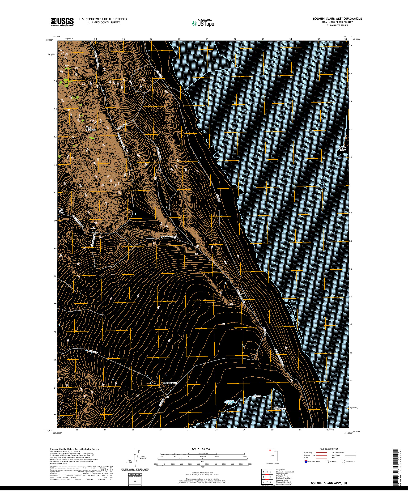 USGS US TOPO 7.5-MINUTE MAP FOR DOLPHIN ISLAND WEST, UT 2020