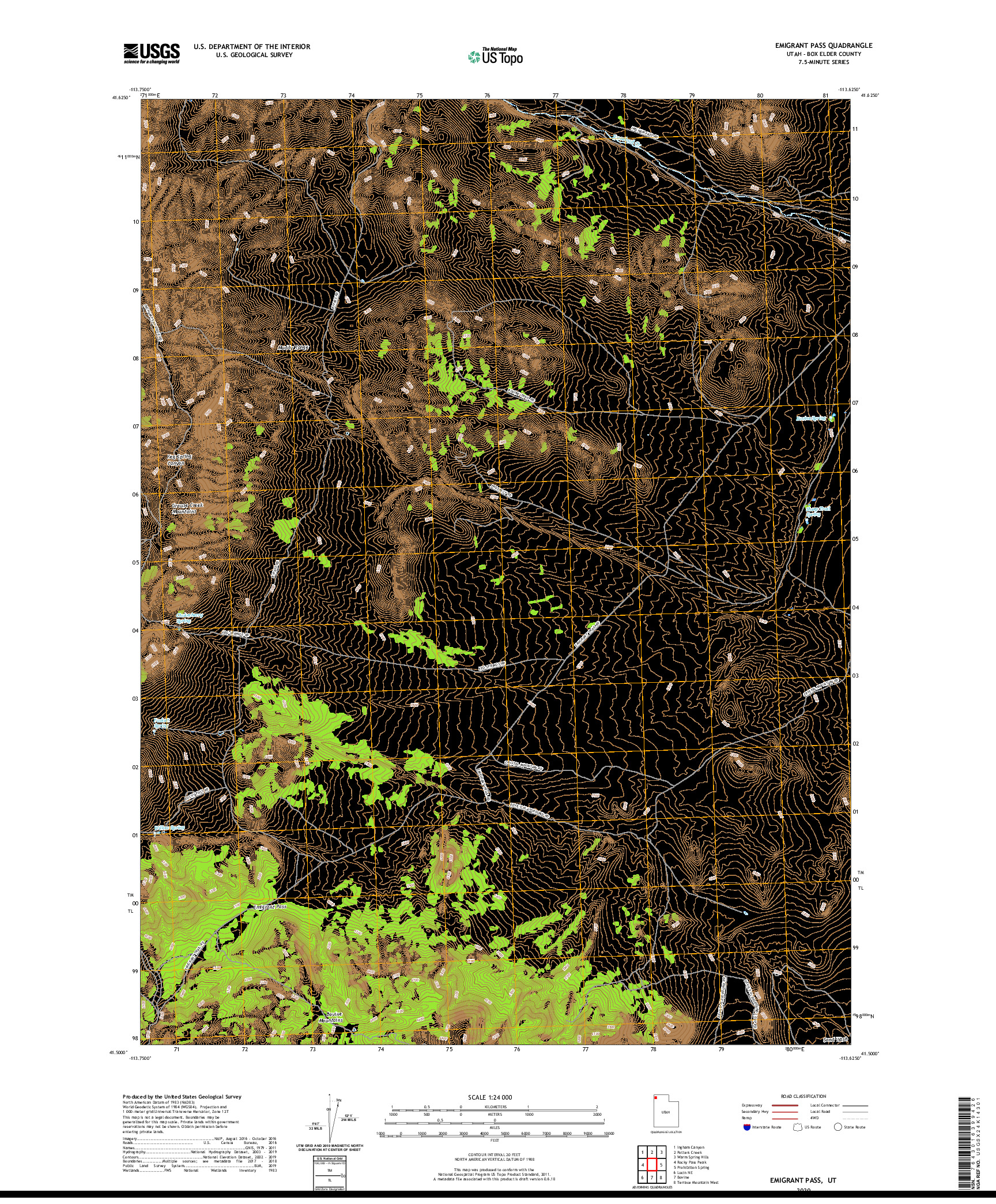 USGS US TOPO 7.5-MINUTE MAP FOR EMIGRANT PASS, UT 2020