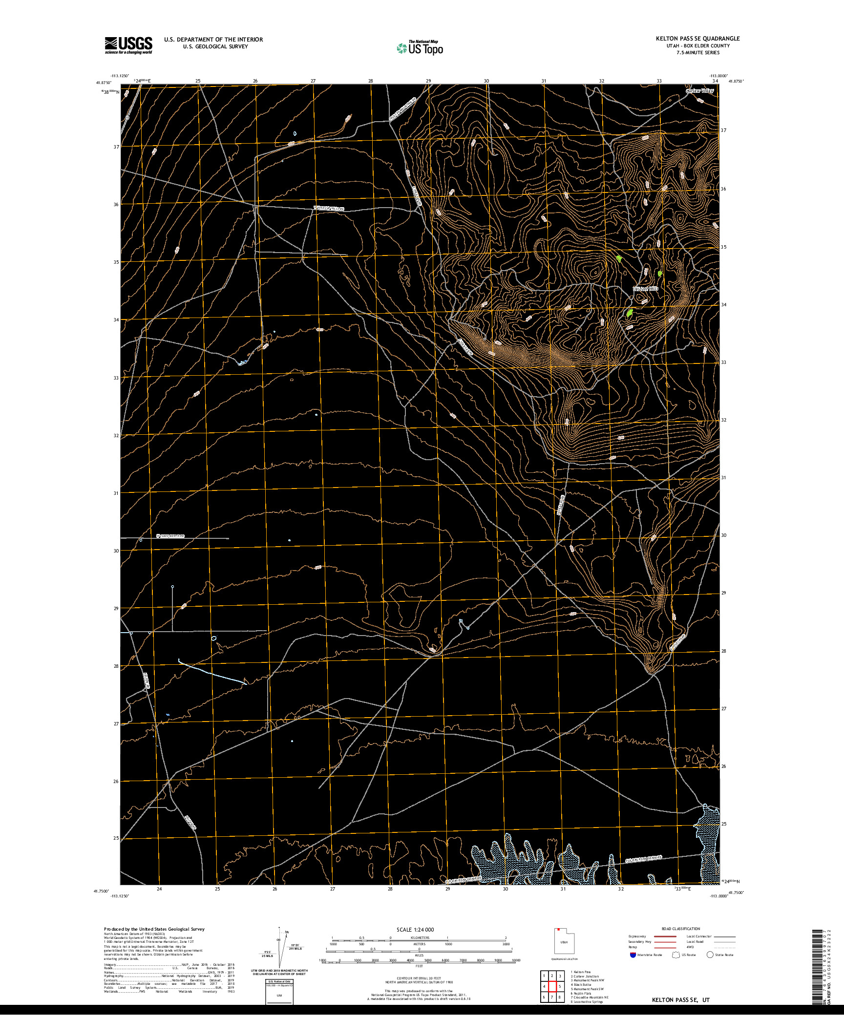 USGS US TOPO 7.5-MINUTE MAP FOR KELTON PASS SE, UT 2020