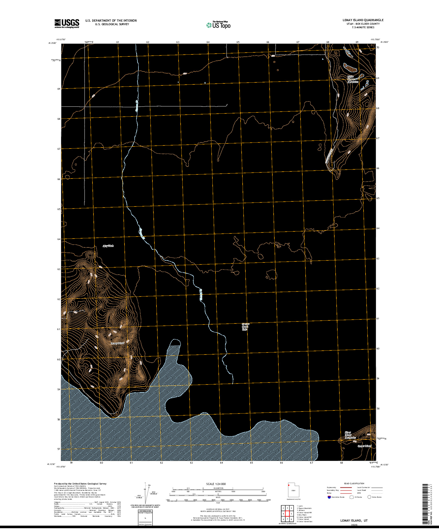 USGS US TOPO 7.5-MINUTE MAP FOR LEMAY ISLAND, UT 2020
