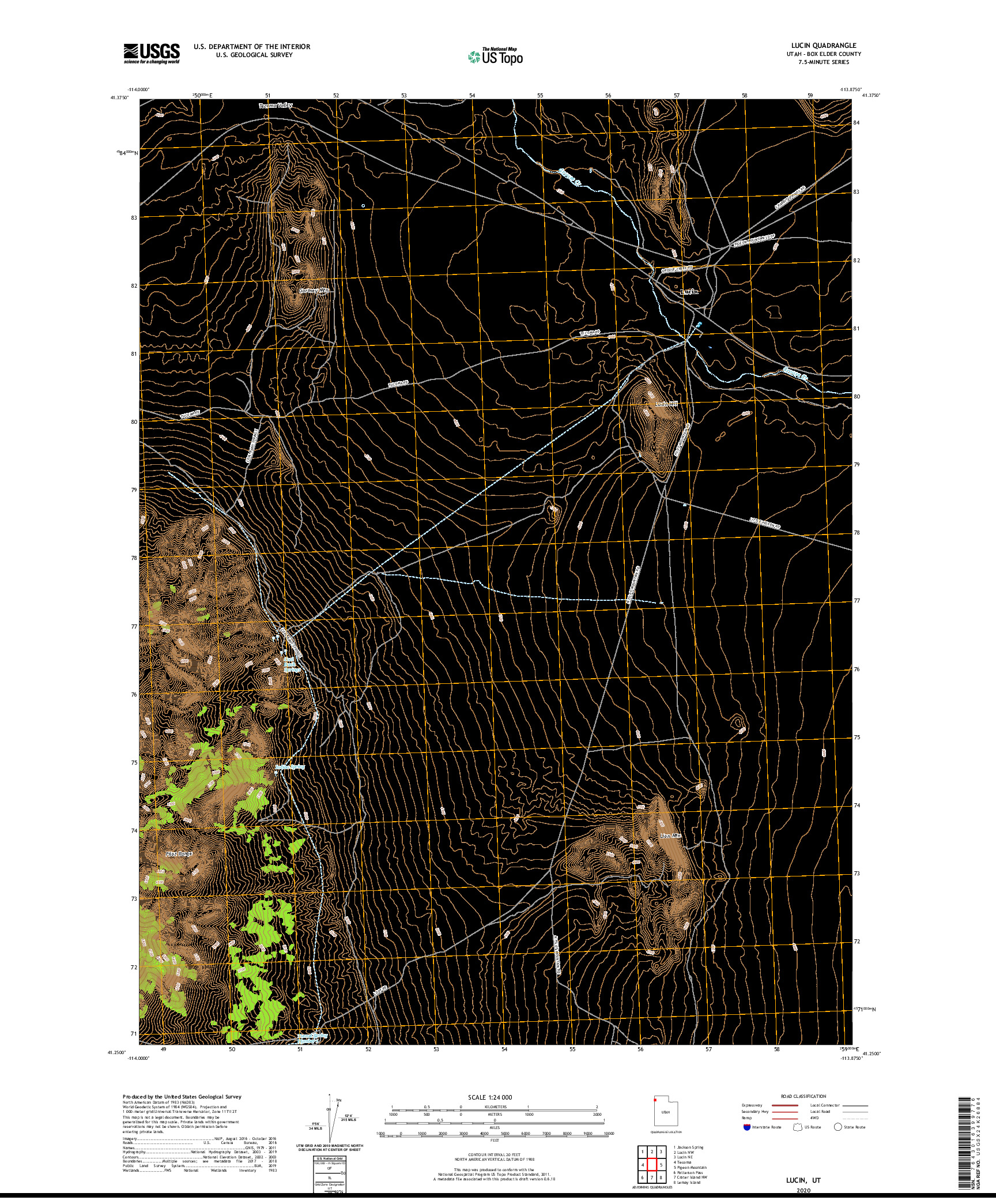 USGS US TOPO 7.5-MINUTE MAP FOR LUCIN, UT 2020
