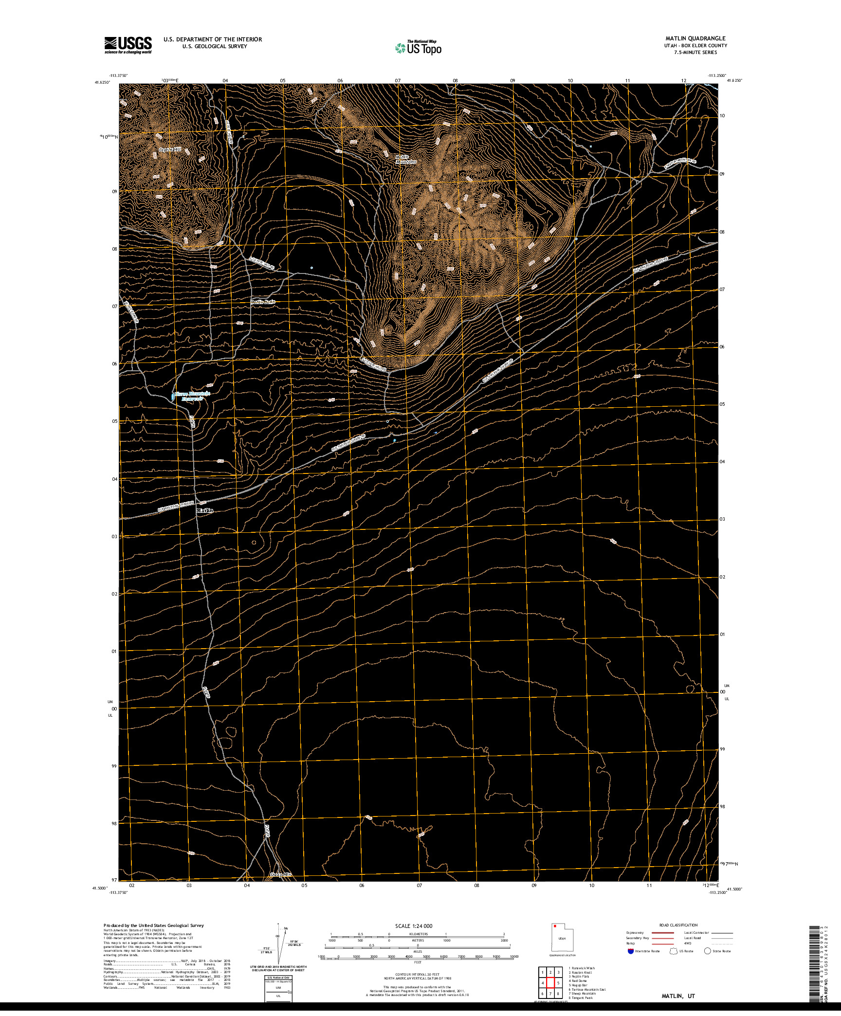USGS US TOPO 7.5-MINUTE MAP FOR MATLIN, UT 2020