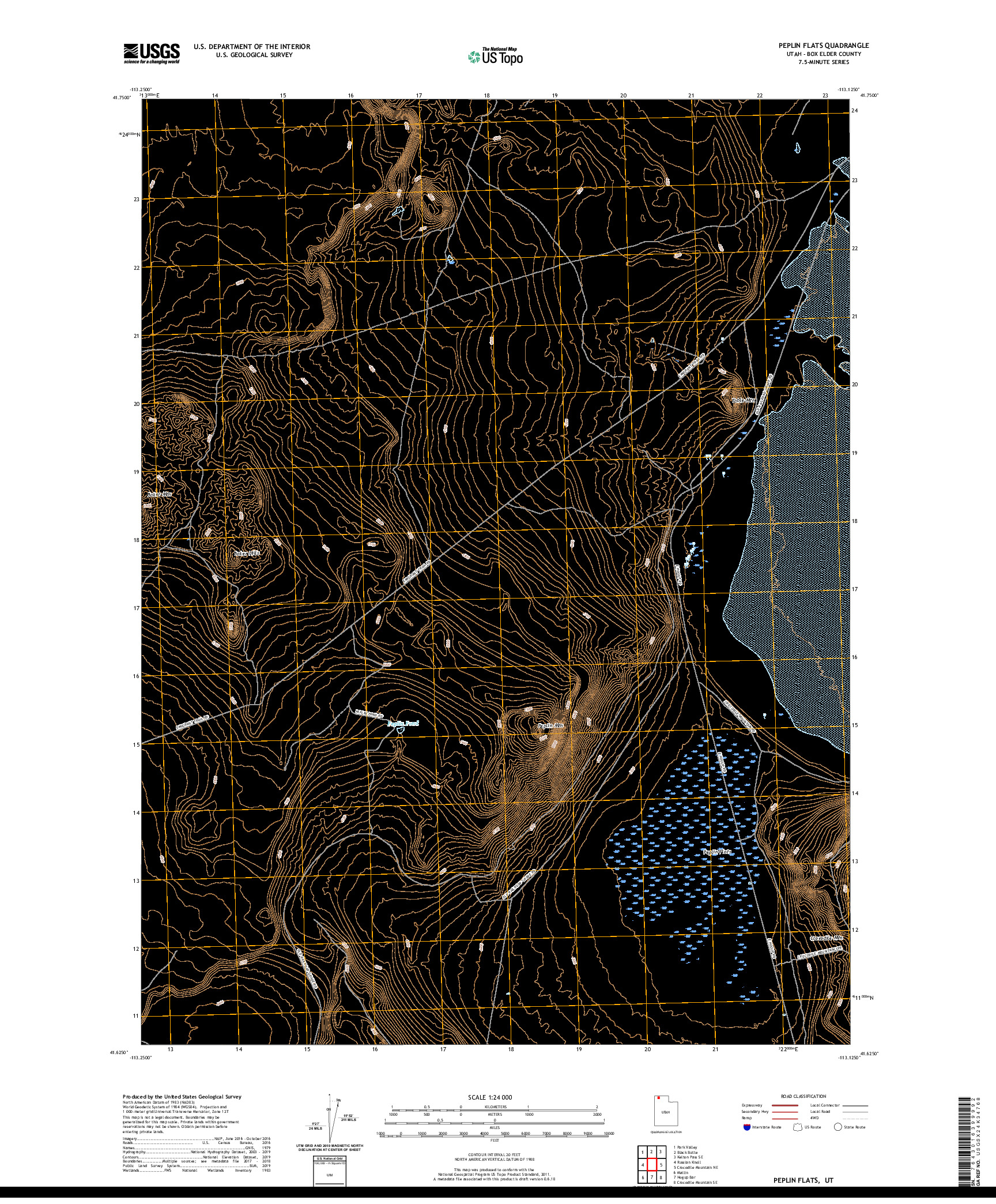 USGS US TOPO 7.5-MINUTE MAP FOR PEPLIN FLATS, UT 2020