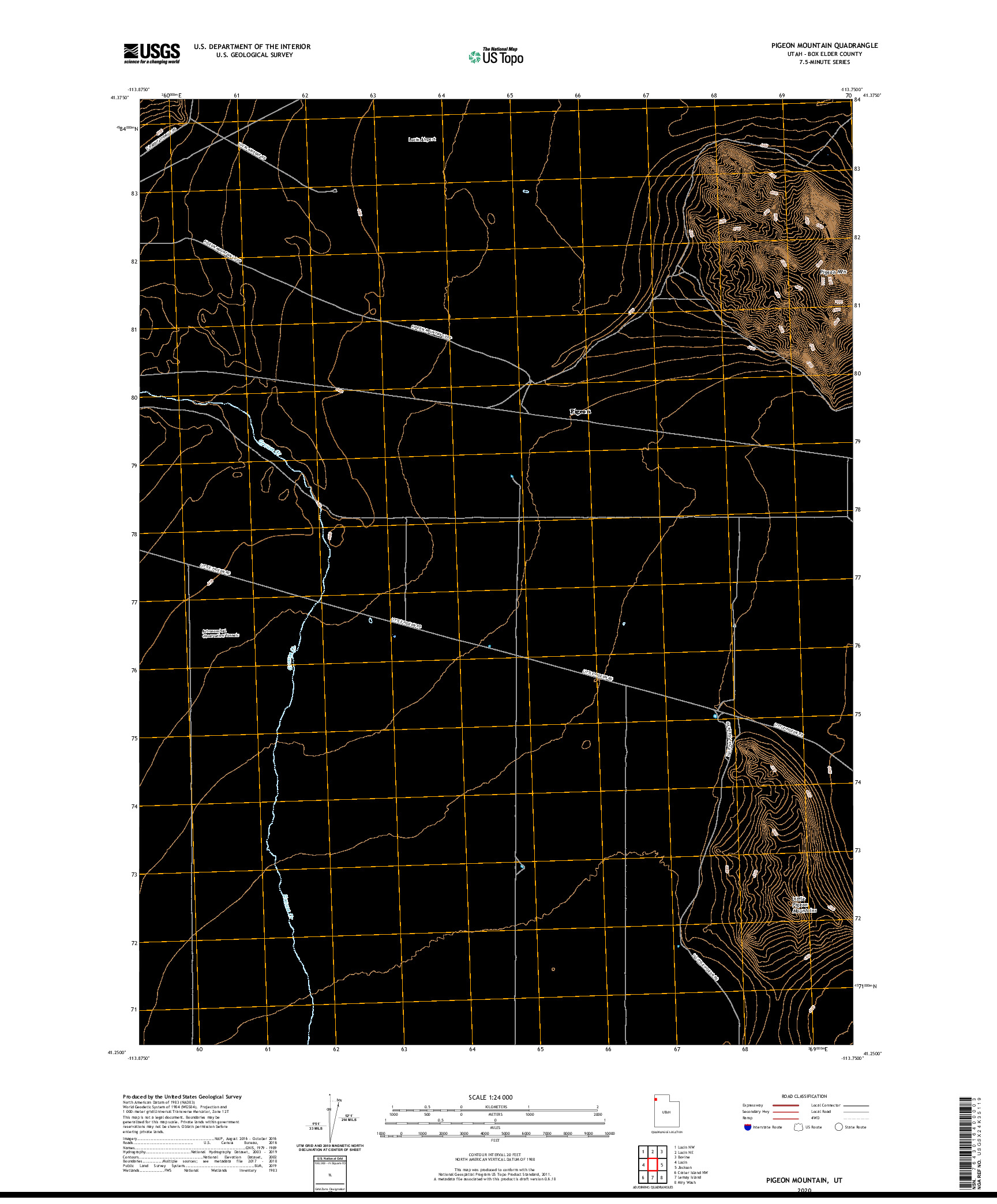 USGS US TOPO 7.5-MINUTE MAP FOR PIGEON MOUNTAIN, UT 2020