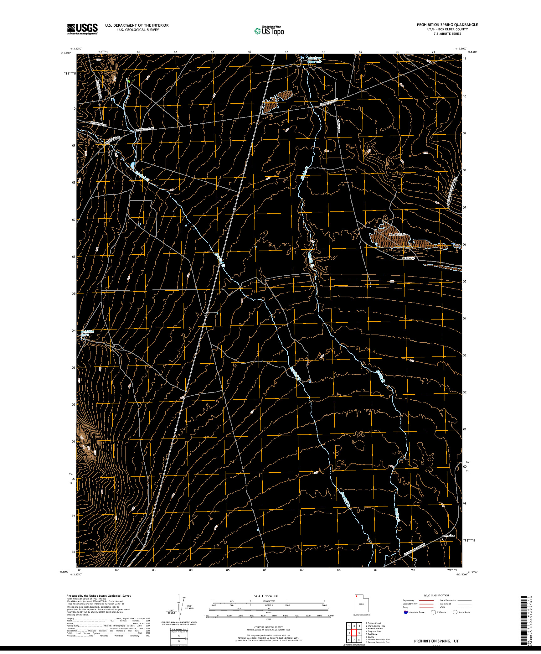 USGS US TOPO 7.5-MINUTE MAP FOR PROHIBITION SPRING, UT 2020