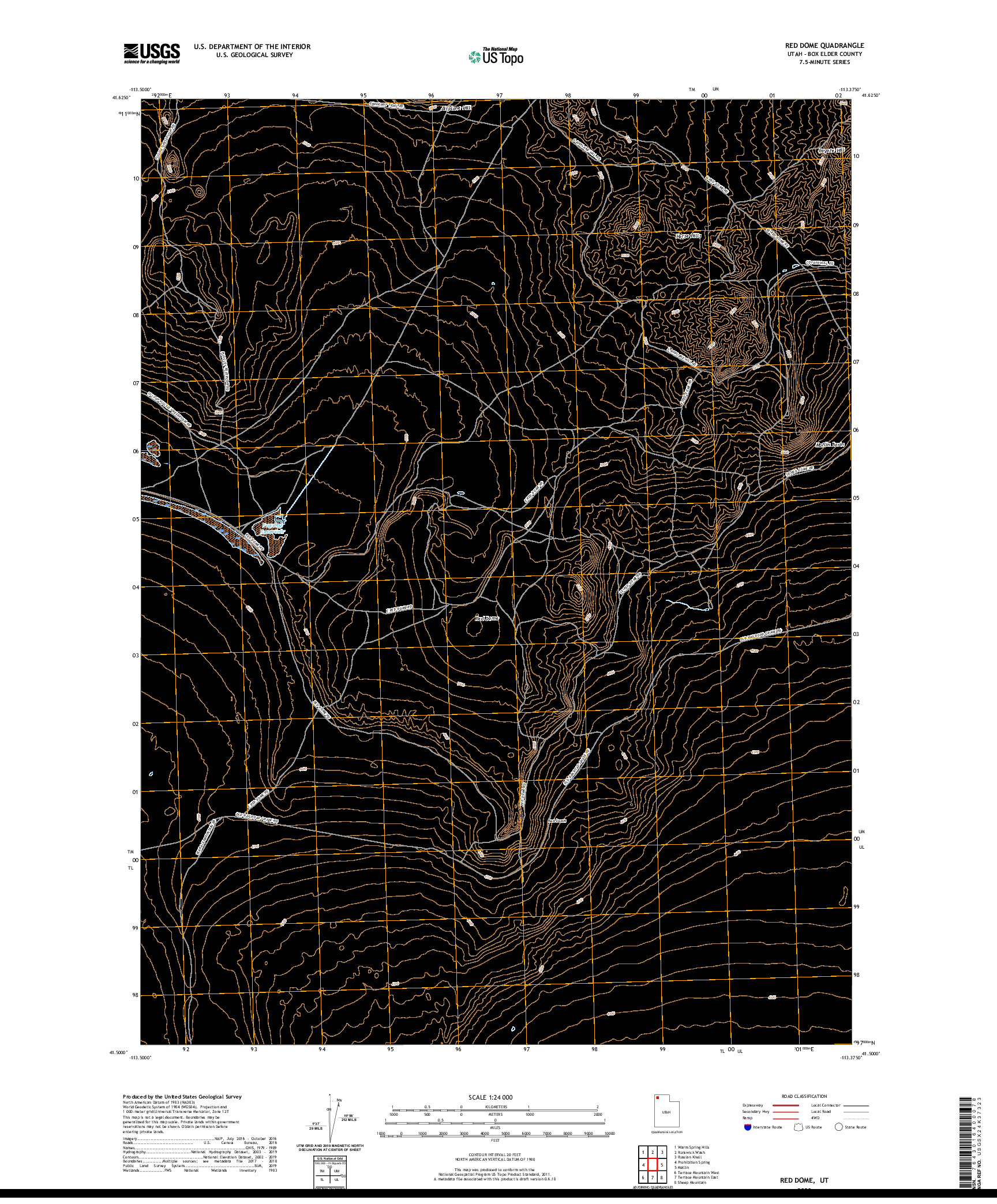 USGS US TOPO 7.5-MINUTE MAP FOR RED DOME, UT 2020