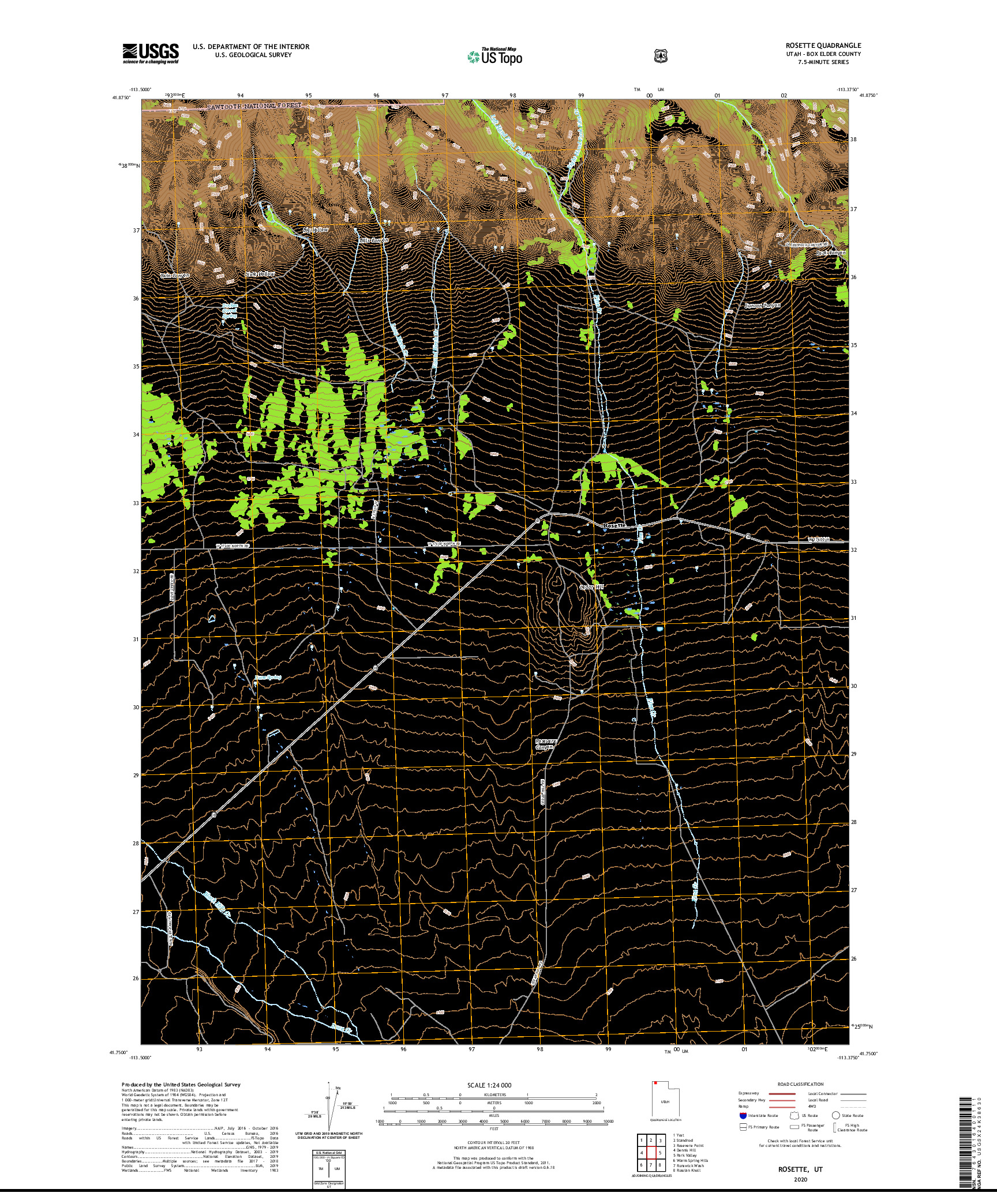 USGS US TOPO 7.5-MINUTE MAP FOR ROSETTE, UT 2020