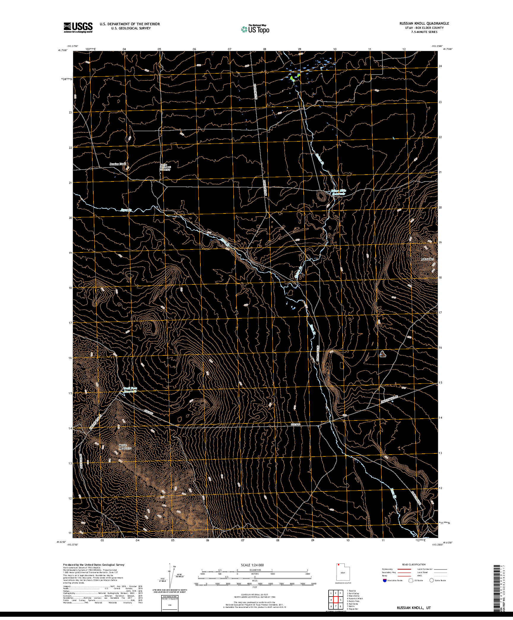 USGS US TOPO 7.5-MINUTE MAP FOR RUSSIAN KNOLL, UT 2020