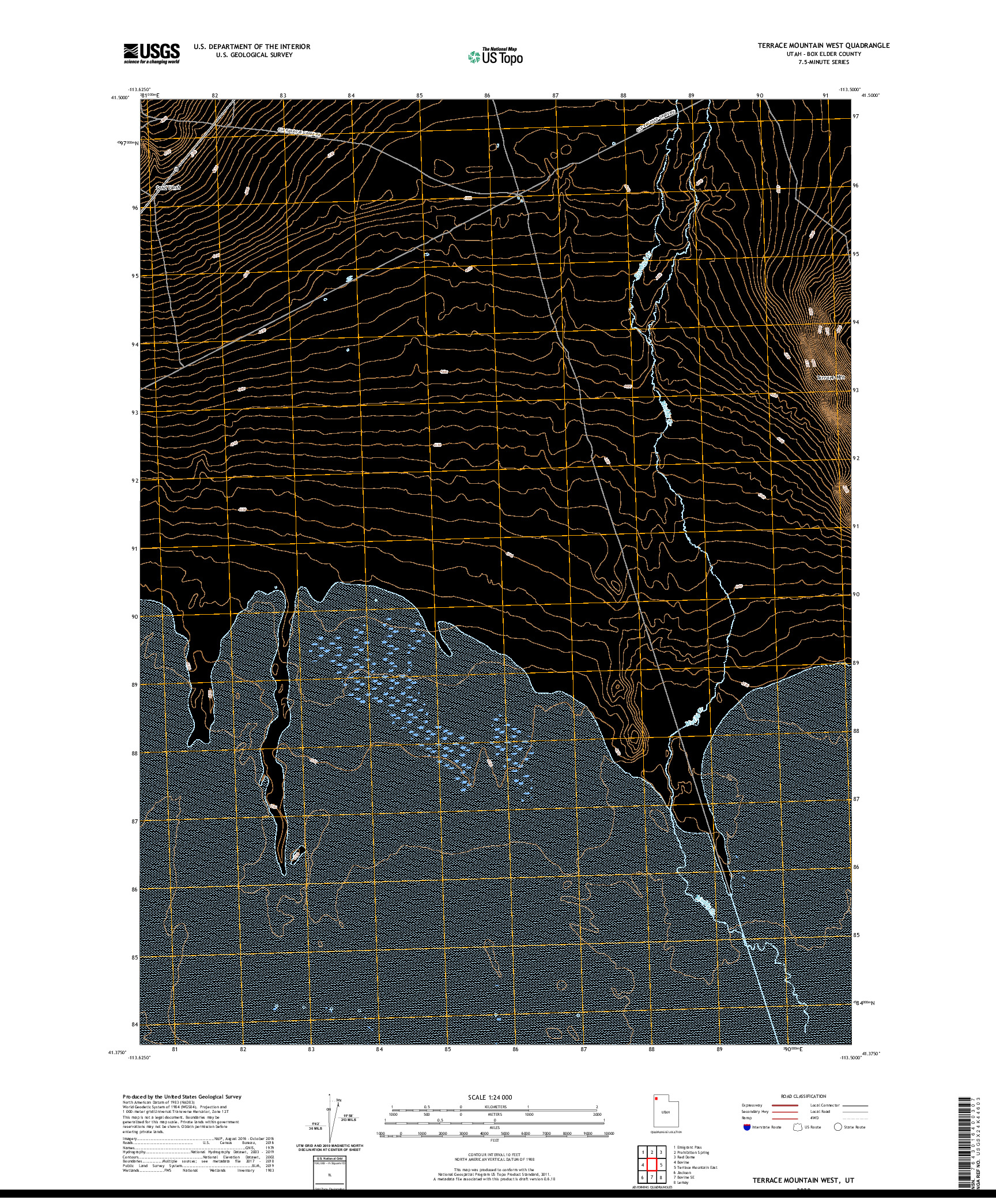 USGS US TOPO 7.5-MINUTE MAP FOR TERRACE MOUNTAIN WEST, UT 2020