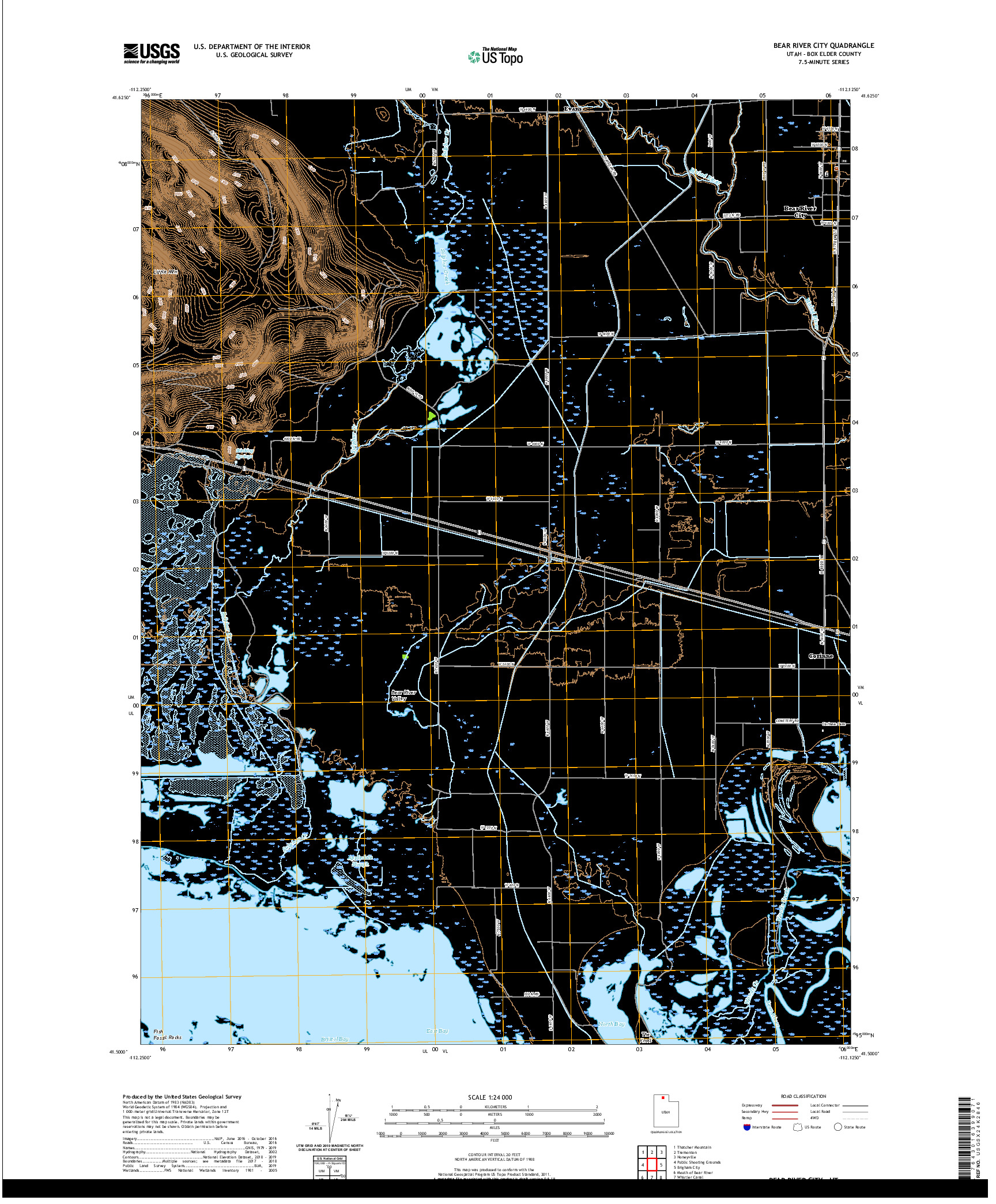 USGS US TOPO 7.5-MINUTE MAP FOR BEAR RIVER CITY, UT 2020