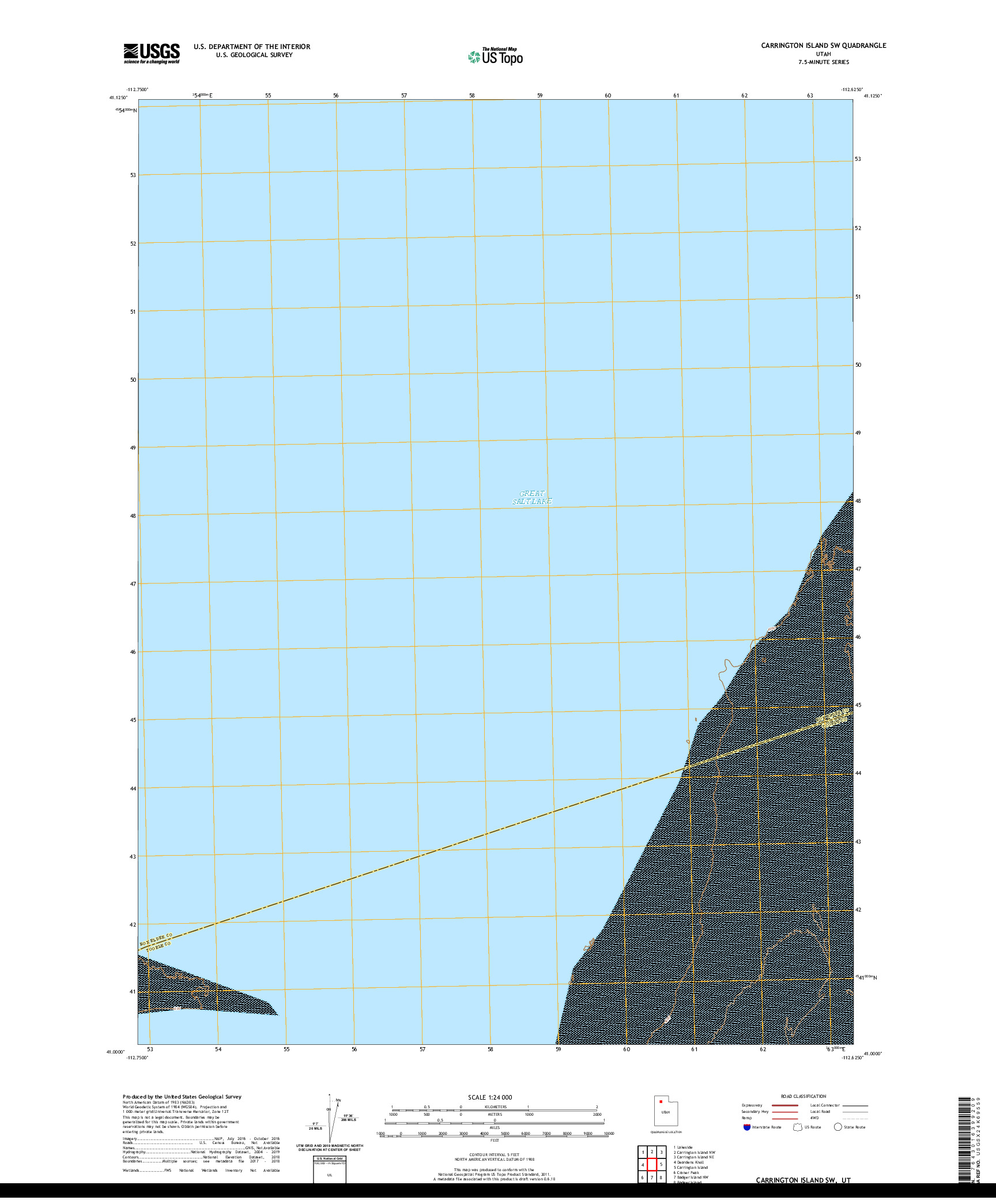 USGS US TOPO 7.5-MINUTE MAP FOR CARRINGTON ISLAND SW, UT 2020