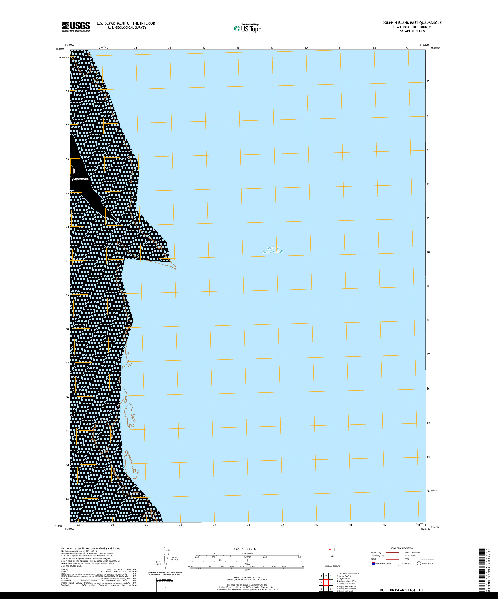 USGS US TOPO 7.5-MINUTE MAP FOR DOLPHIN ISLAND EAST, UT 2020