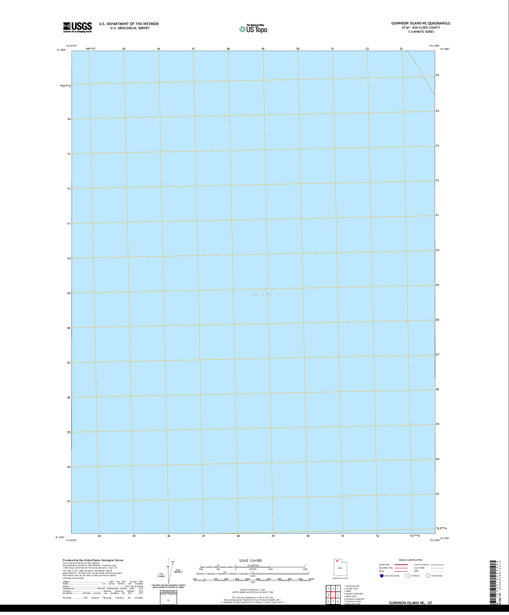 USGS US TOPO 7.5-MINUTE MAP FOR GUNNISON ISLAND NE, UT 2020