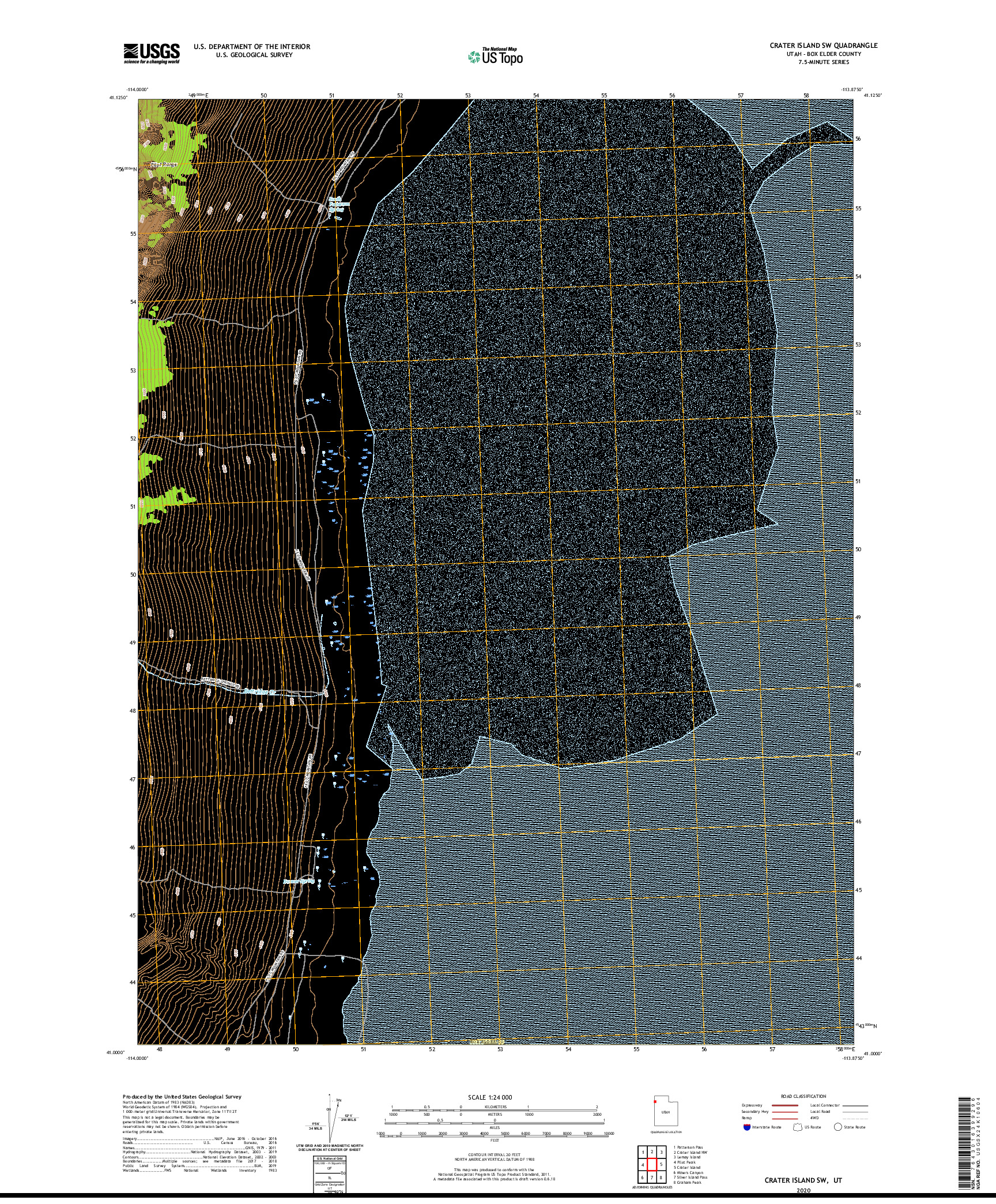 USGS US TOPO 7.5-MINUTE MAP FOR CRATER ISLAND SW, UT 2020