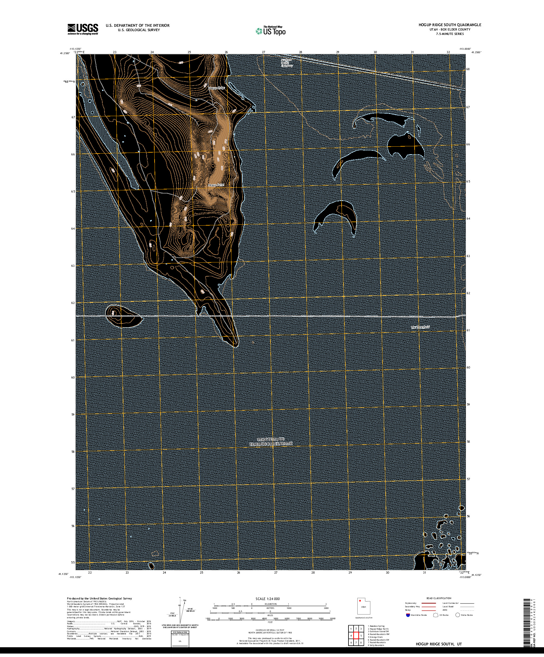 USGS US TOPO 7.5-MINUTE MAP FOR HOGUP RIDGE SOUTH, UT 2020