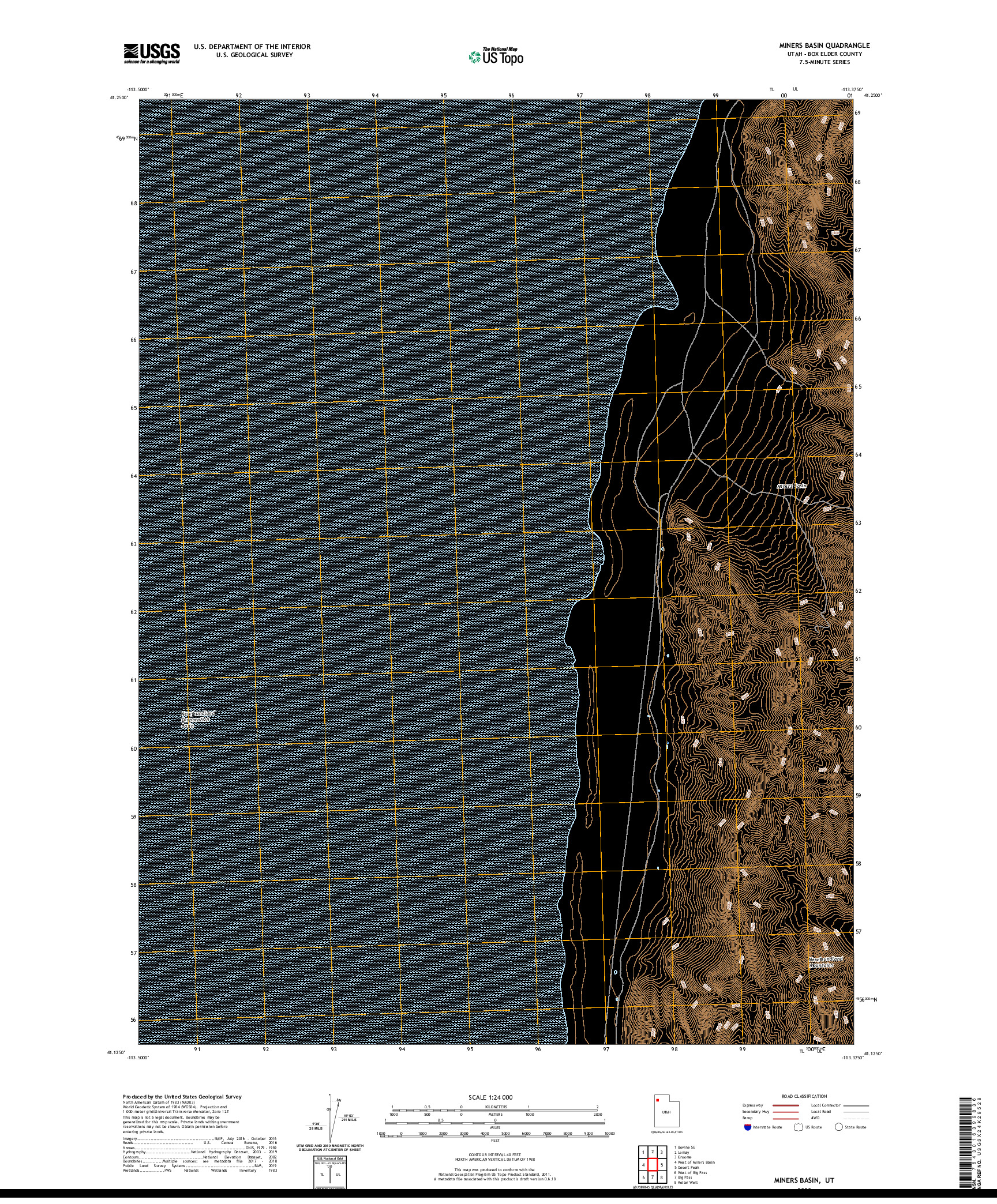 USGS US TOPO 7.5-MINUTE MAP FOR MINERS BASIN, UT 2020