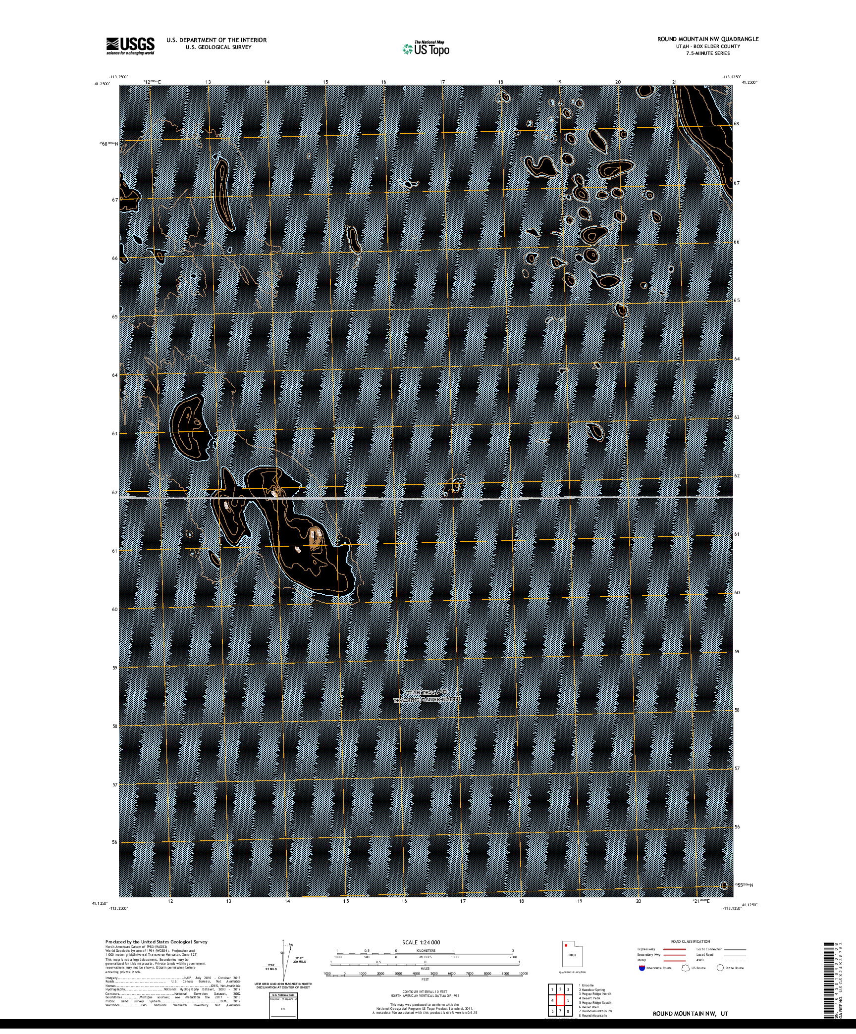 USGS US TOPO 7.5-MINUTE MAP FOR ROUND MOUNTAIN NW, UT 2020