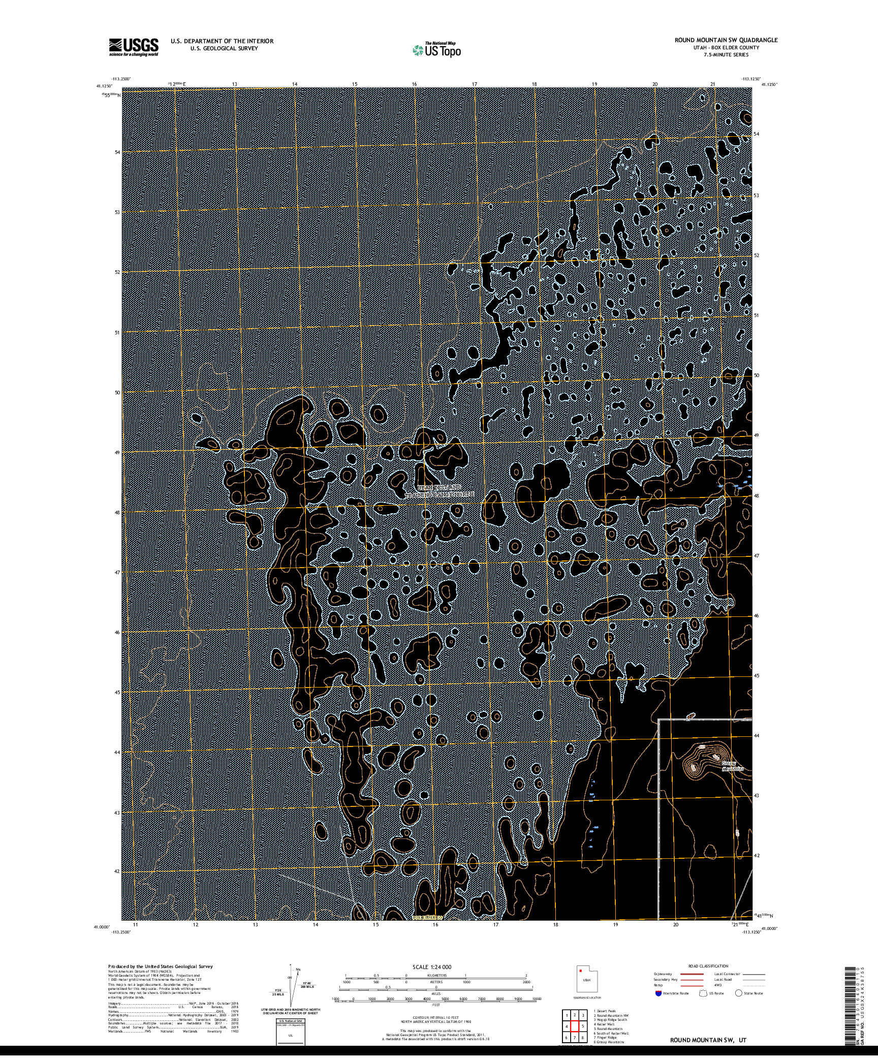 USGS US TOPO 7.5-MINUTE MAP FOR ROUND MOUNTAIN SW, UT 2020