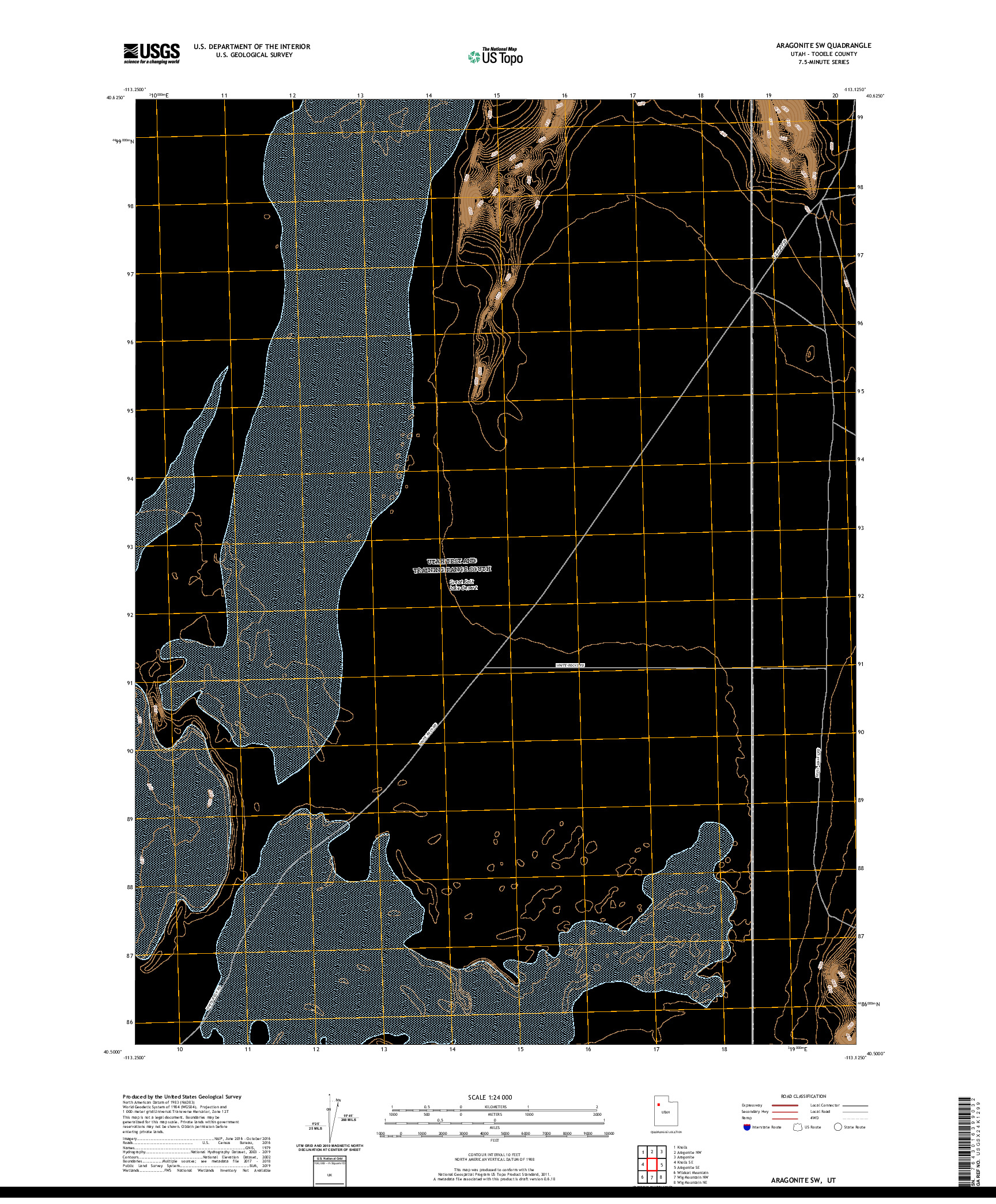 USGS US TOPO 7.5-MINUTE MAP FOR ARAGONITE SW, UT 2020