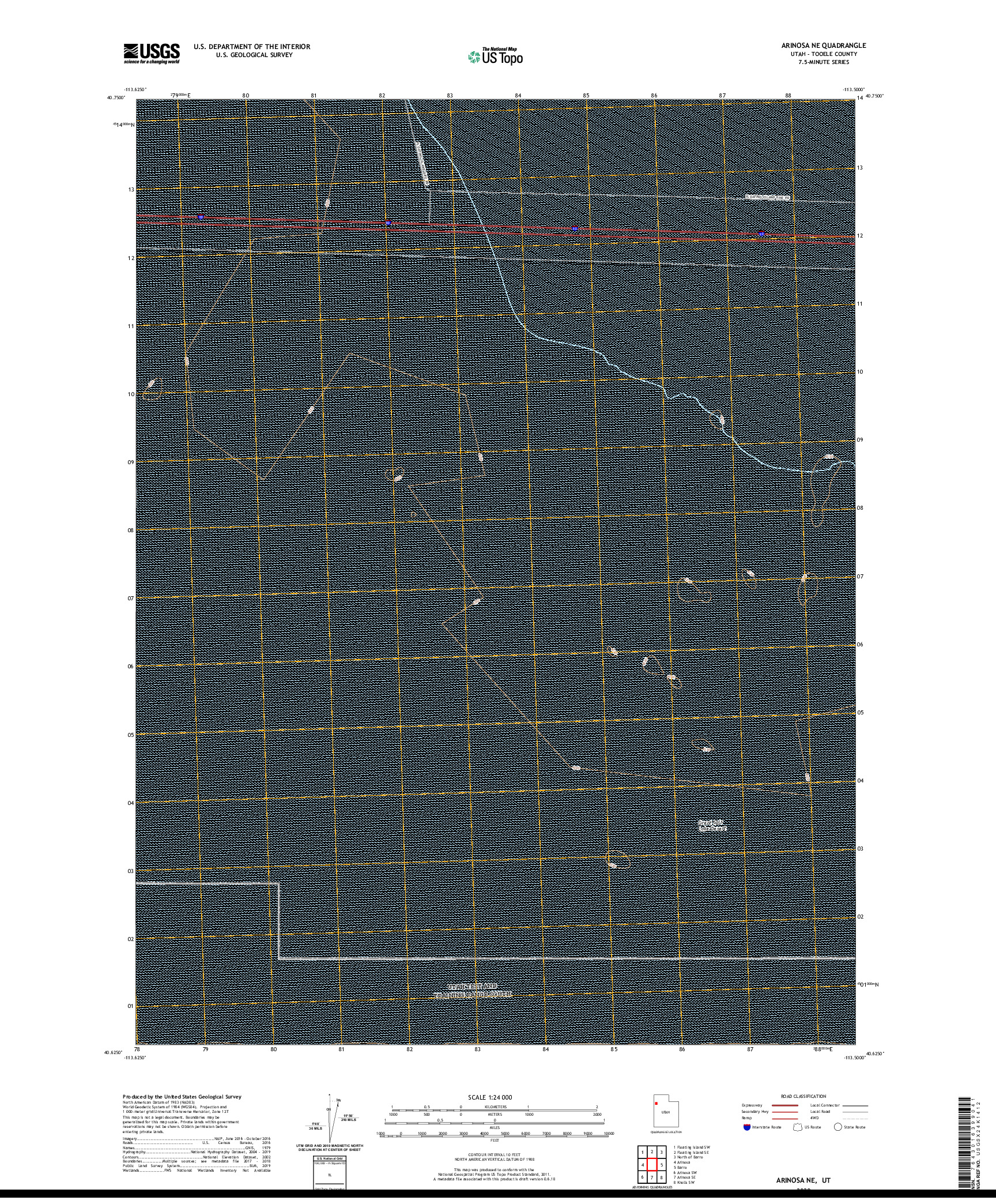 USGS US TOPO 7.5-MINUTE MAP FOR ARINOSA NE, UT 2020
