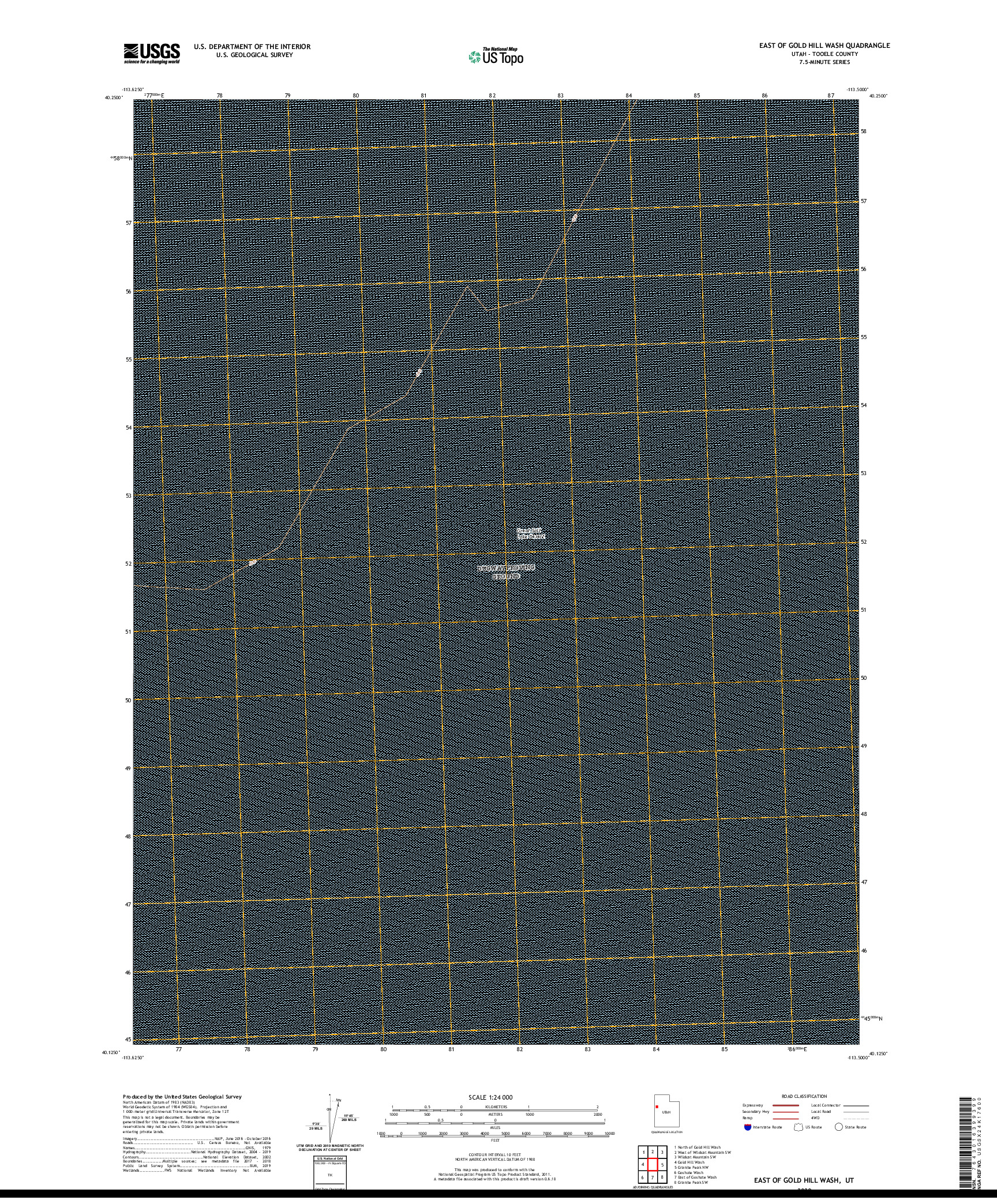 USGS US TOPO 7.5-MINUTE MAP FOR EAST OF GOLD HILL WASH, UT 2020