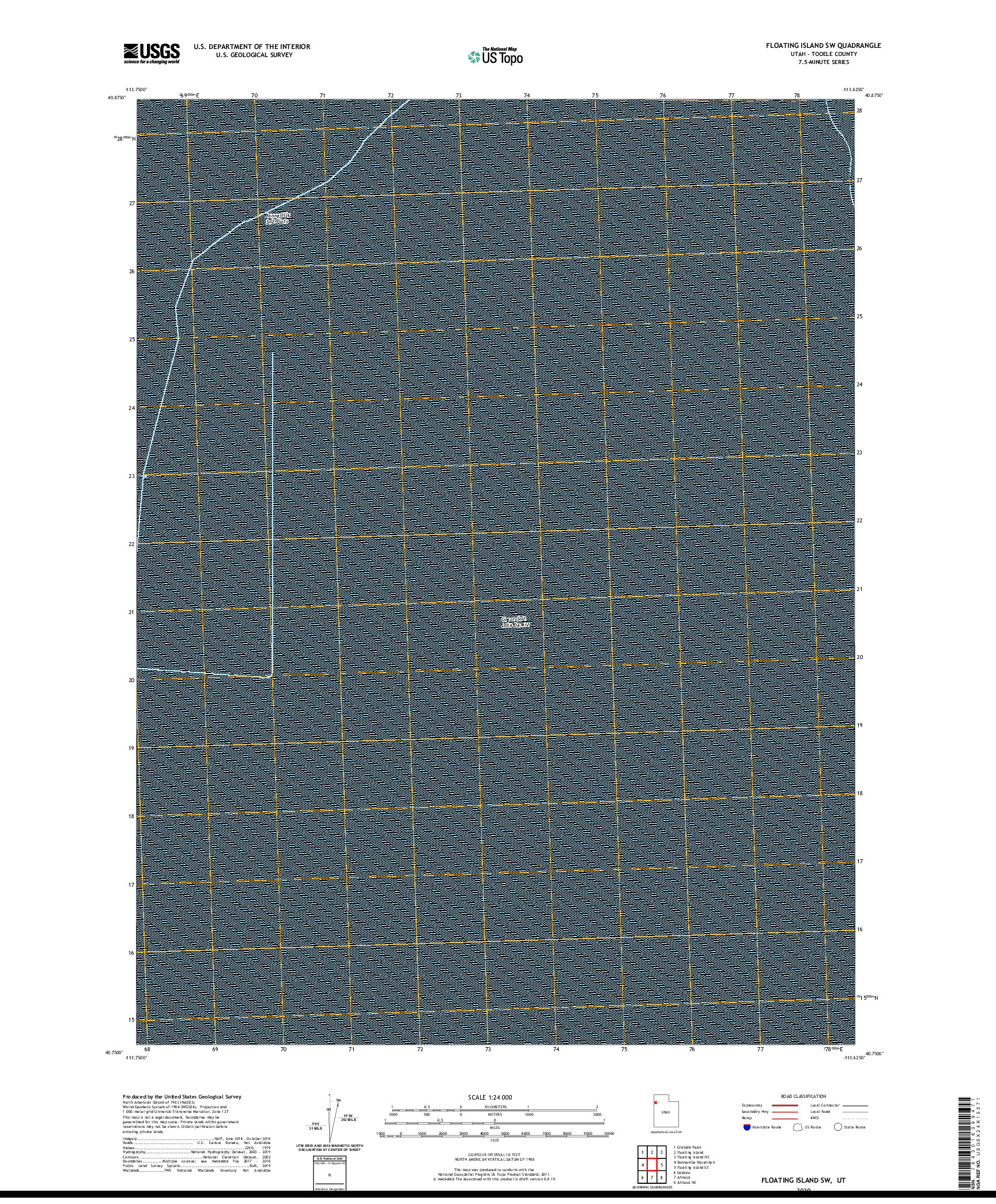 USGS US TOPO 7.5-MINUTE MAP FOR FLOATING ISLAND SW, UT 2020