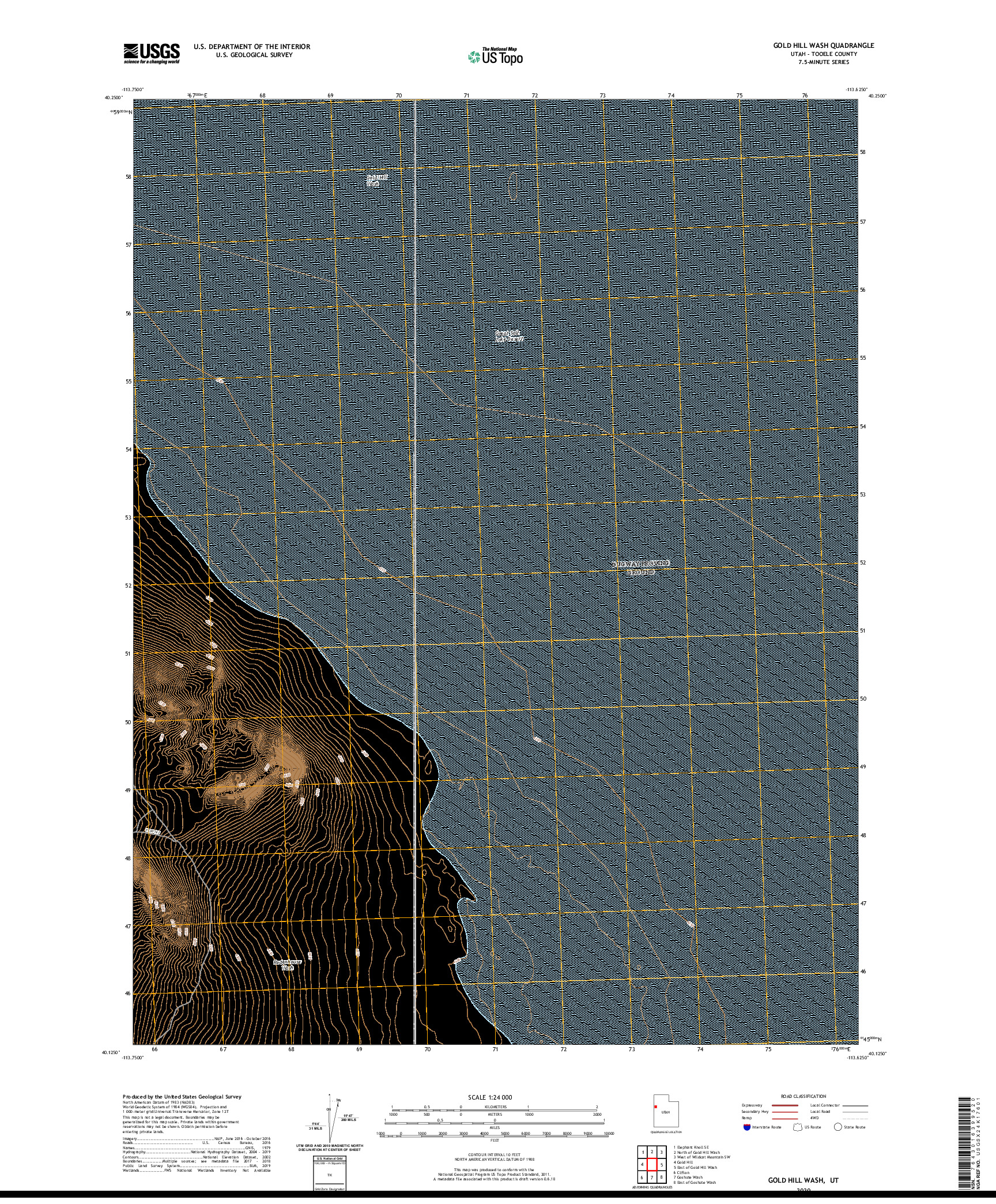 USGS US TOPO 7.5-MINUTE MAP FOR GOLD HILL WASH, UT 2020