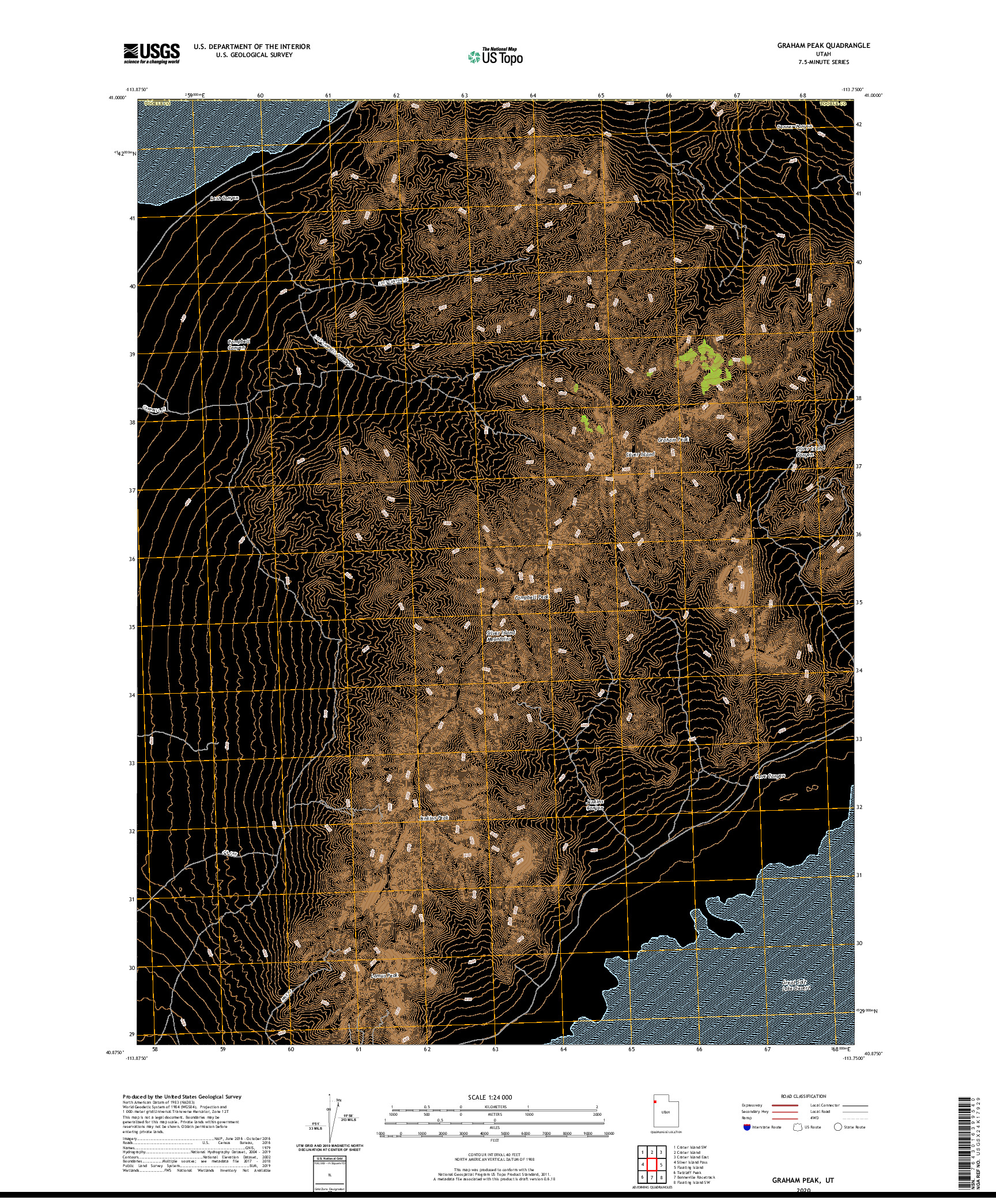 USGS US TOPO 7.5-MINUTE MAP FOR GRAHAM PEAK, UT 2020