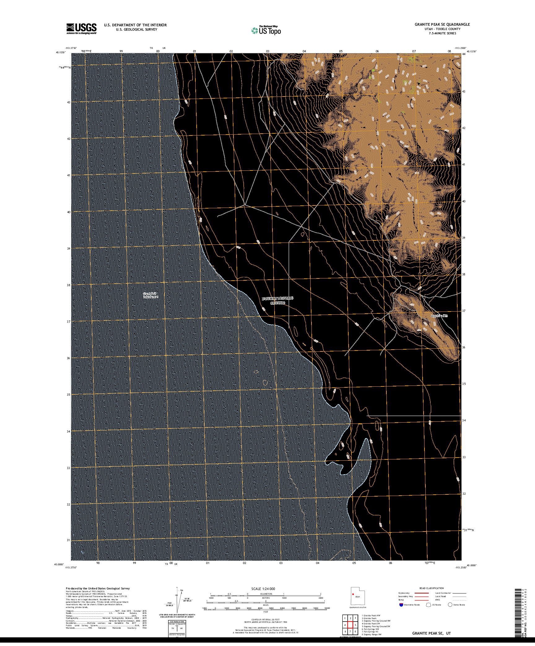 USGS US TOPO 7.5-MINUTE MAP FOR GRANITE PEAK SE, UT 2020