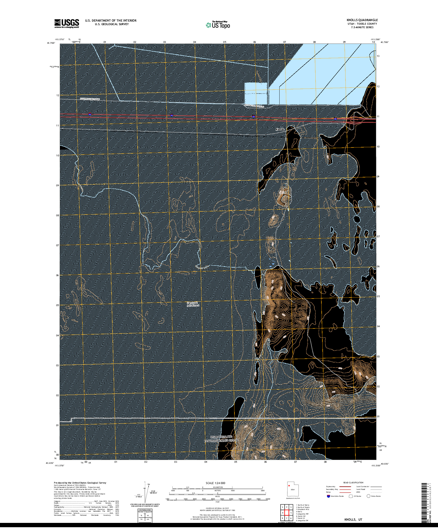 USGS US TOPO 7.5-MINUTE MAP FOR KNOLLS, UT 2020