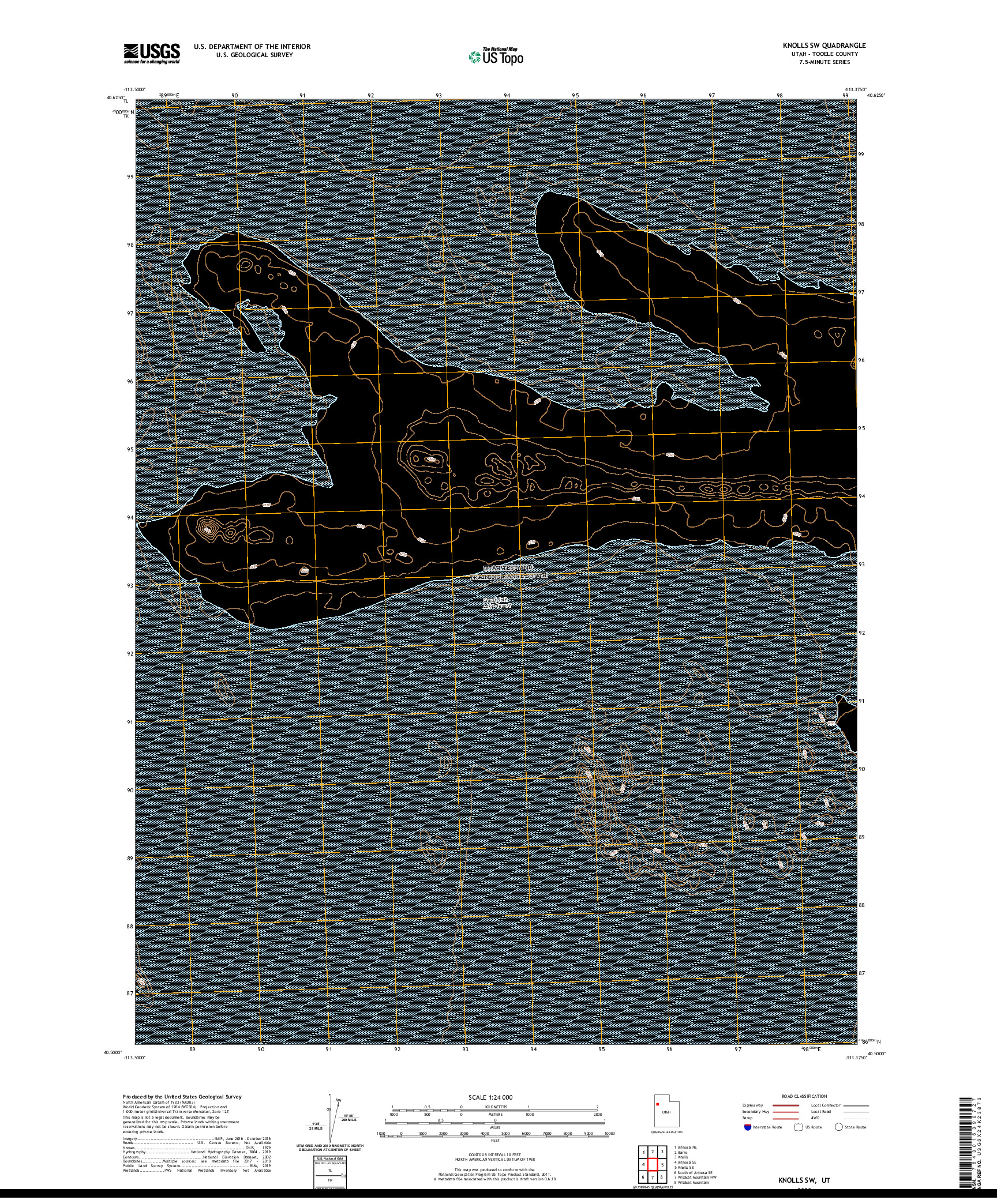 USGS US TOPO 7.5-MINUTE MAP FOR KNOLLS SW, UT 2020