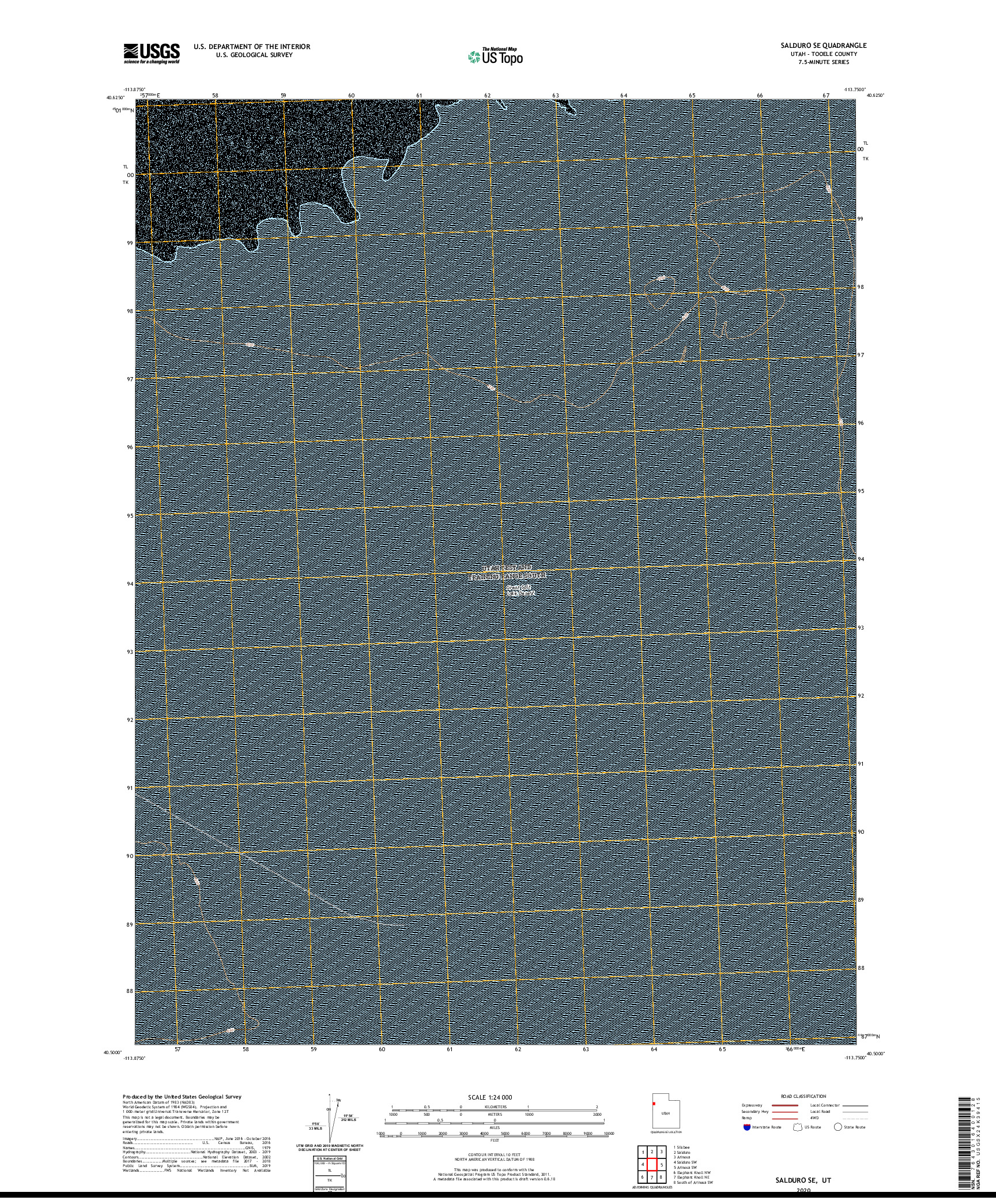 USGS US TOPO 7.5-MINUTE MAP FOR SALDURO SE, UT 2020