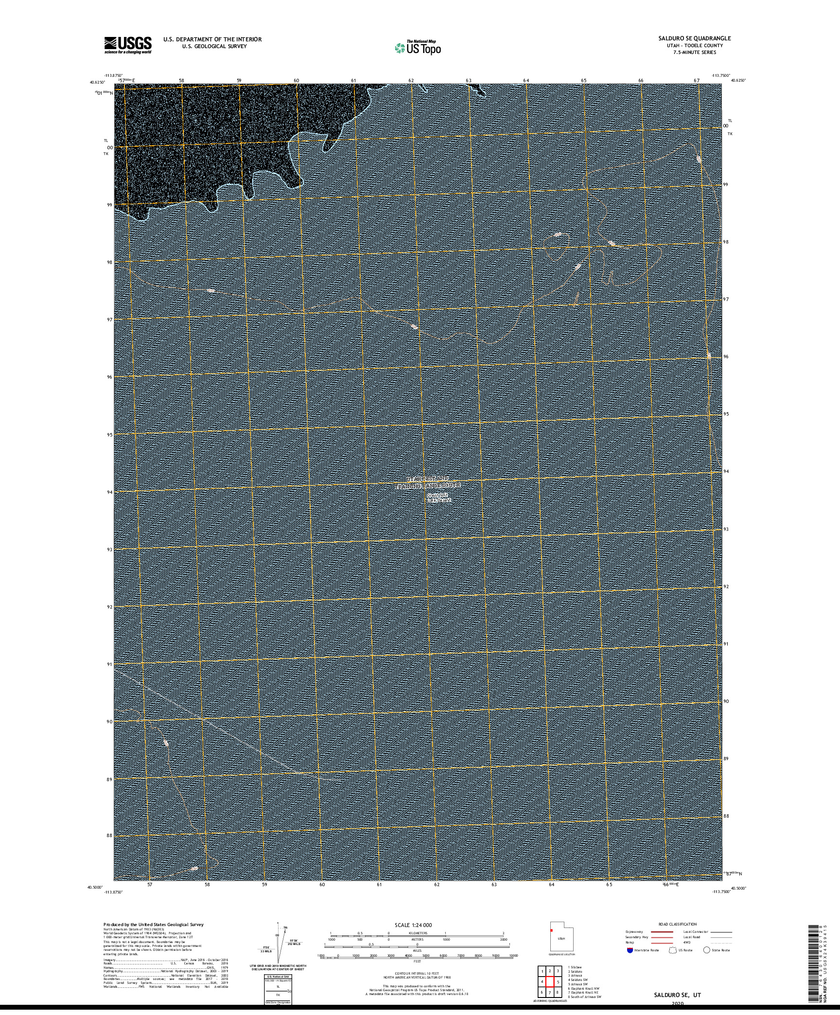 USGS US TOPO 7.5-MINUTE MAP FOR SALDURO SE, UT 2020