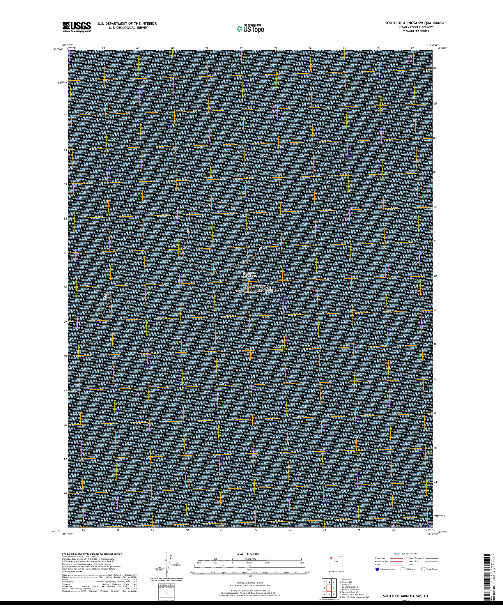 USGS US TOPO 7.5-MINUTE MAP FOR SOUTH OF ARINOSA SW, UT 2020