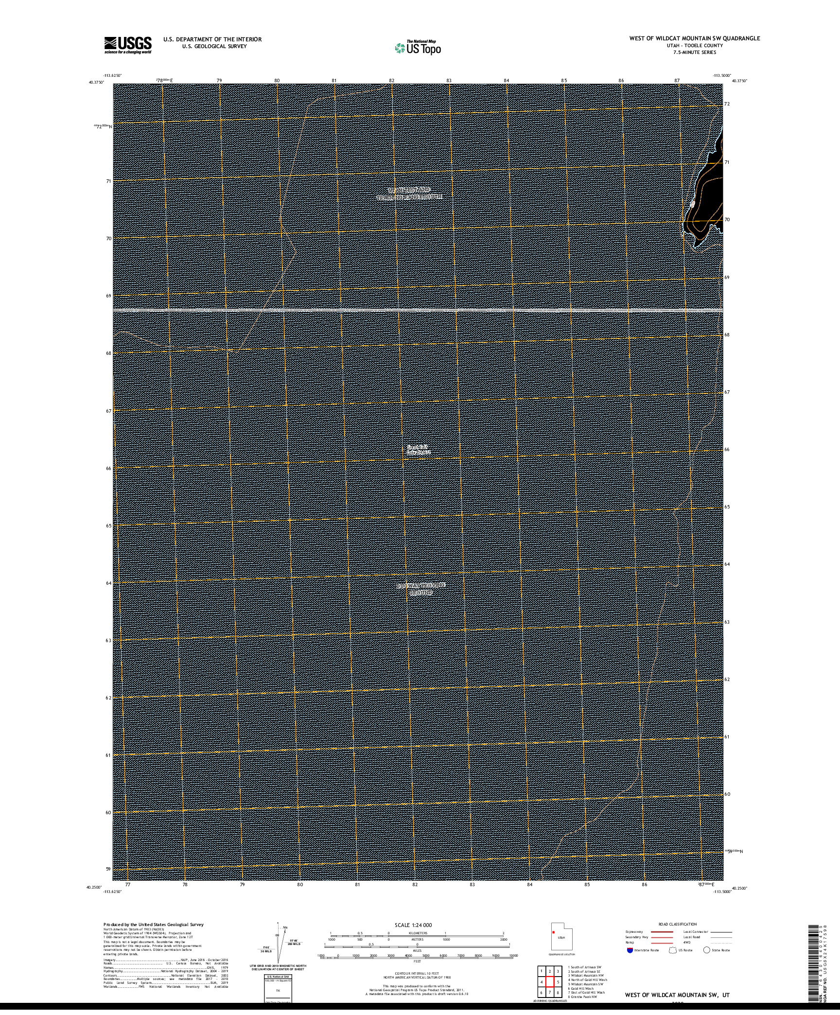 USGS US TOPO 7.5-MINUTE MAP FOR WEST OF WILDCAT MOUNTAIN SW, UT 2020