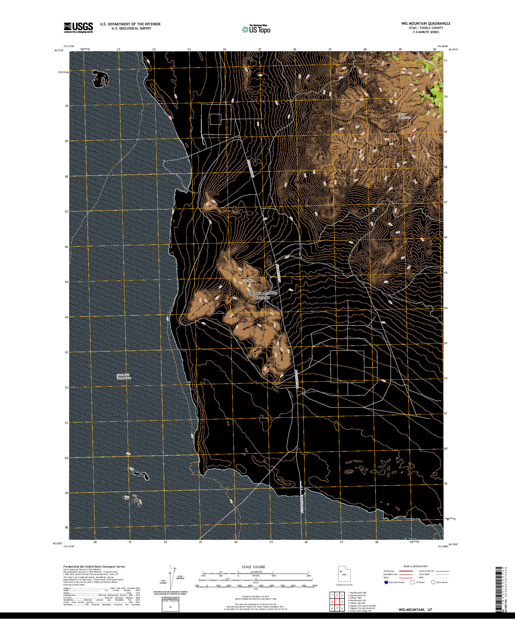 USGS US TOPO 7.5-MINUTE MAP FOR WIG MOUNTAIN, UT 2020