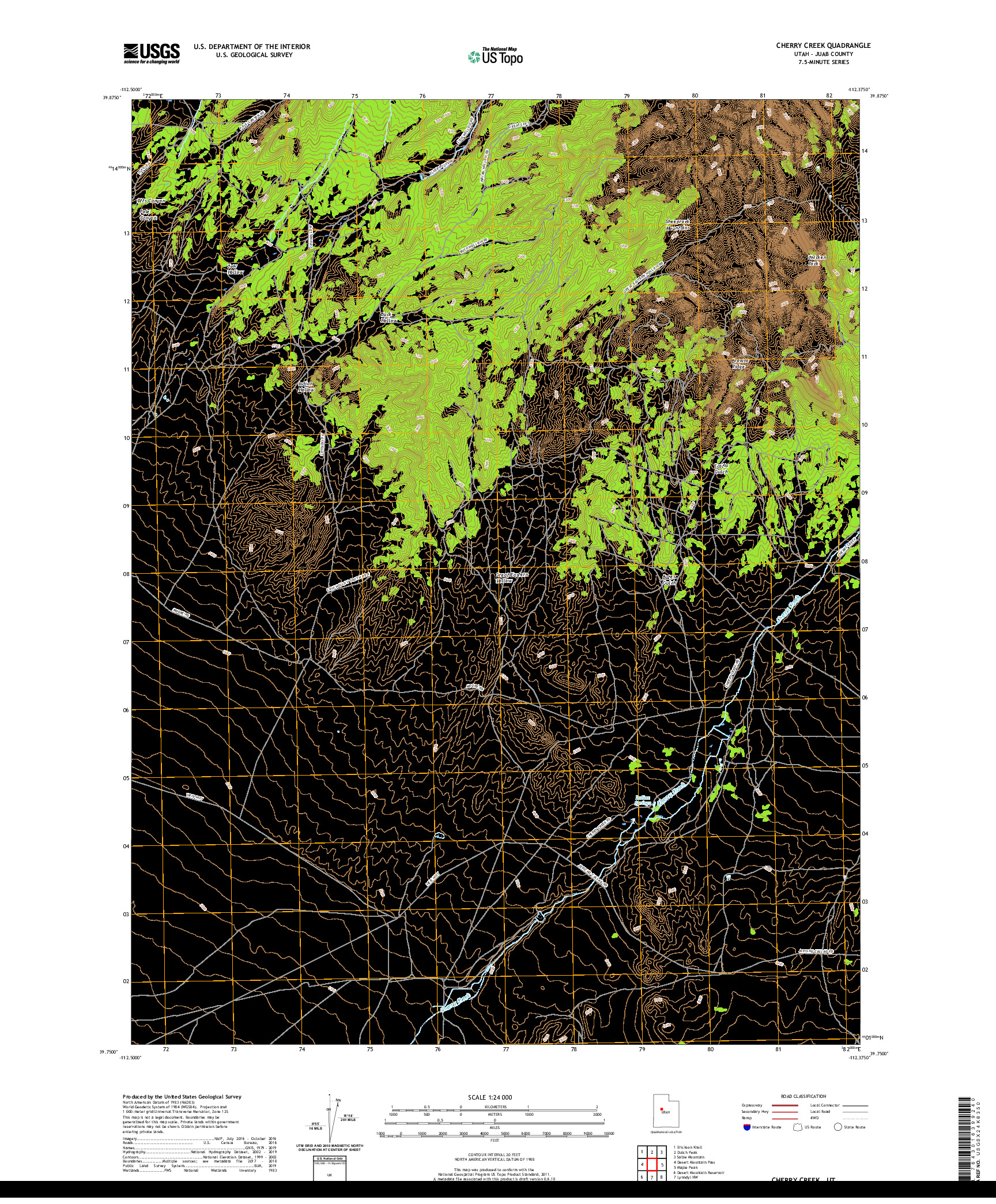 USGS US TOPO 7.5-MINUTE MAP FOR CHERRY CREEK, UT 2020