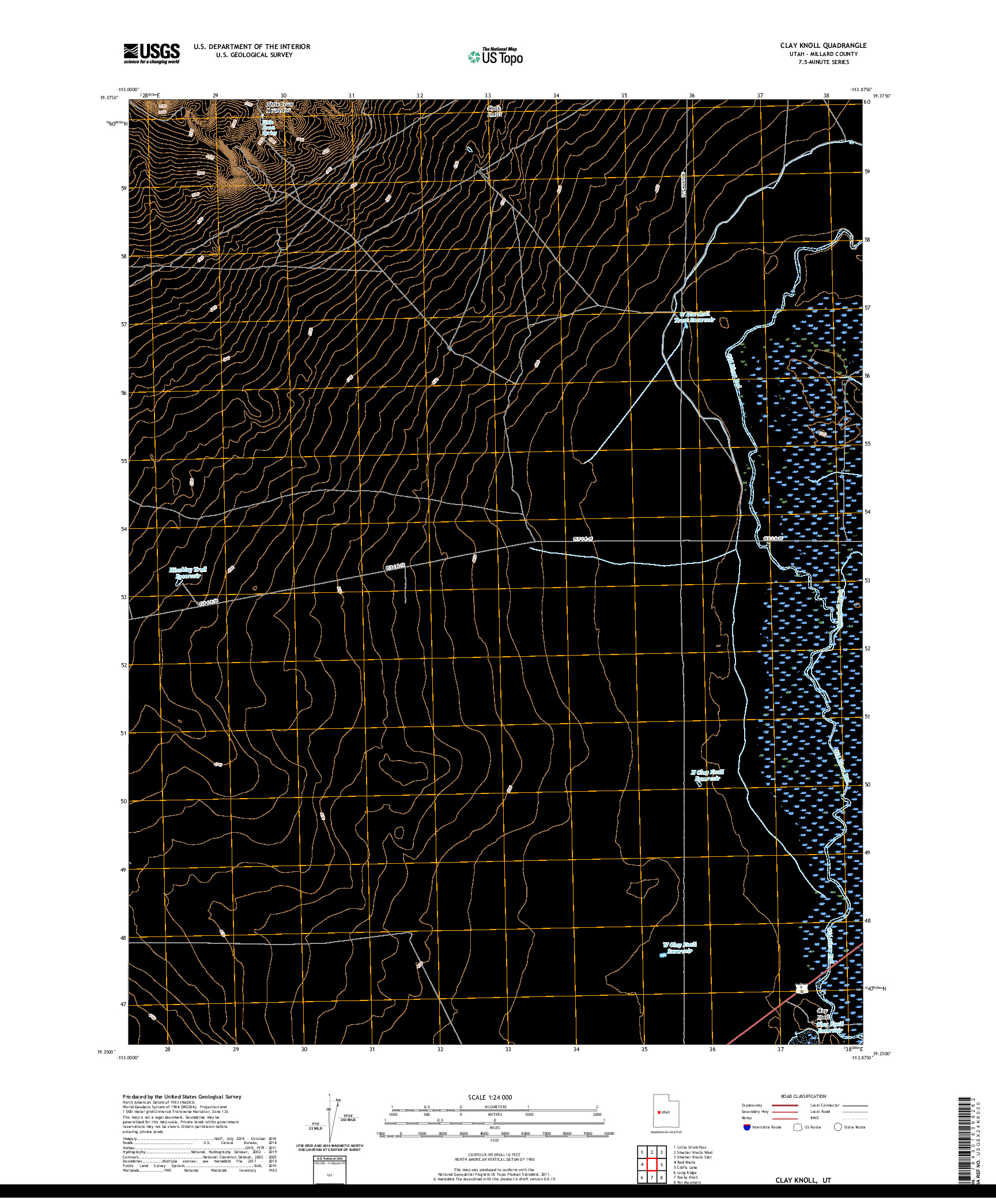 USGS US TOPO 7.5-MINUTE MAP FOR CLAY KNOLL, UT 2020