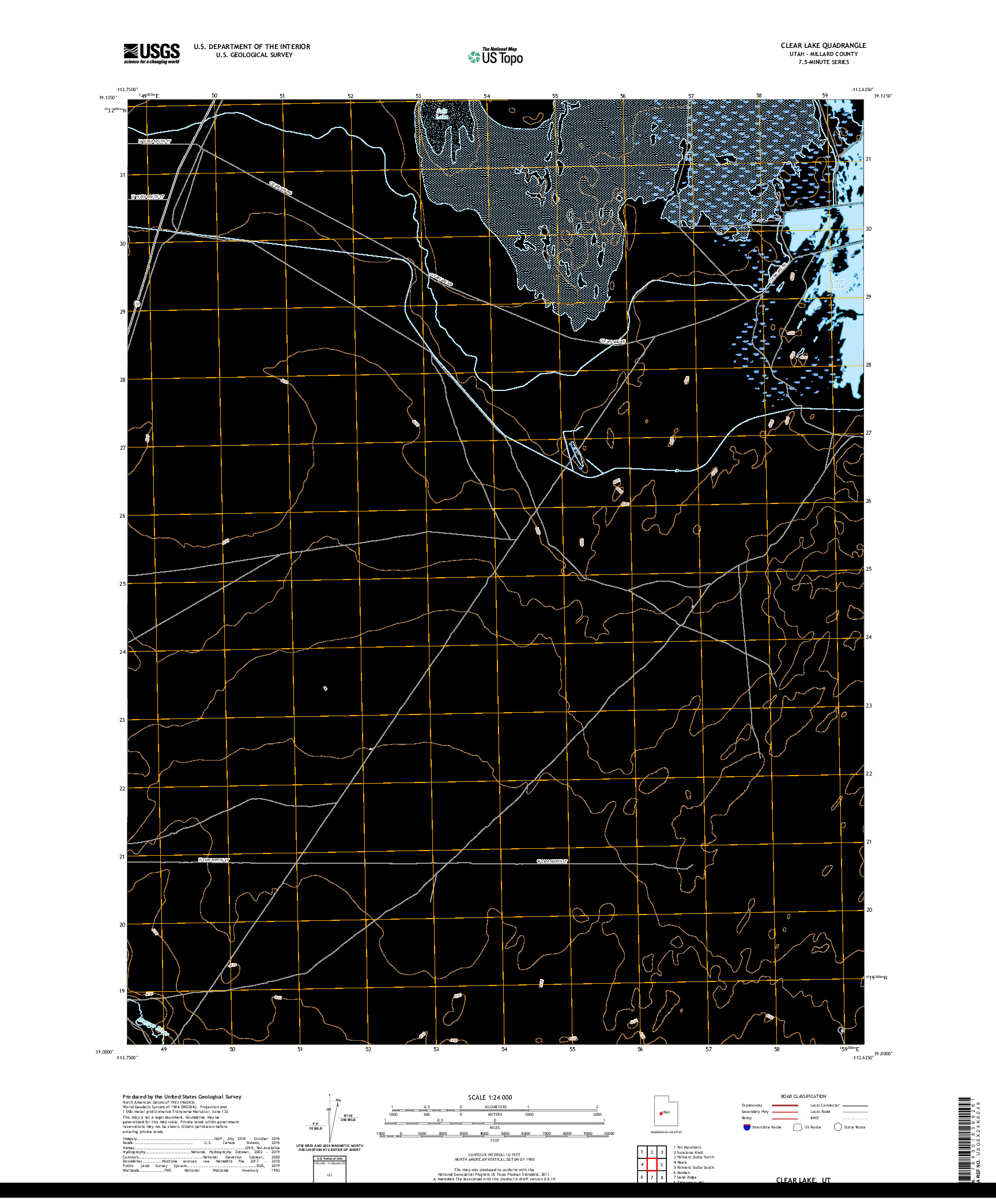 USGS US TOPO 7.5-MINUTE MAP FOR CLEAR LAKE, UT 2020