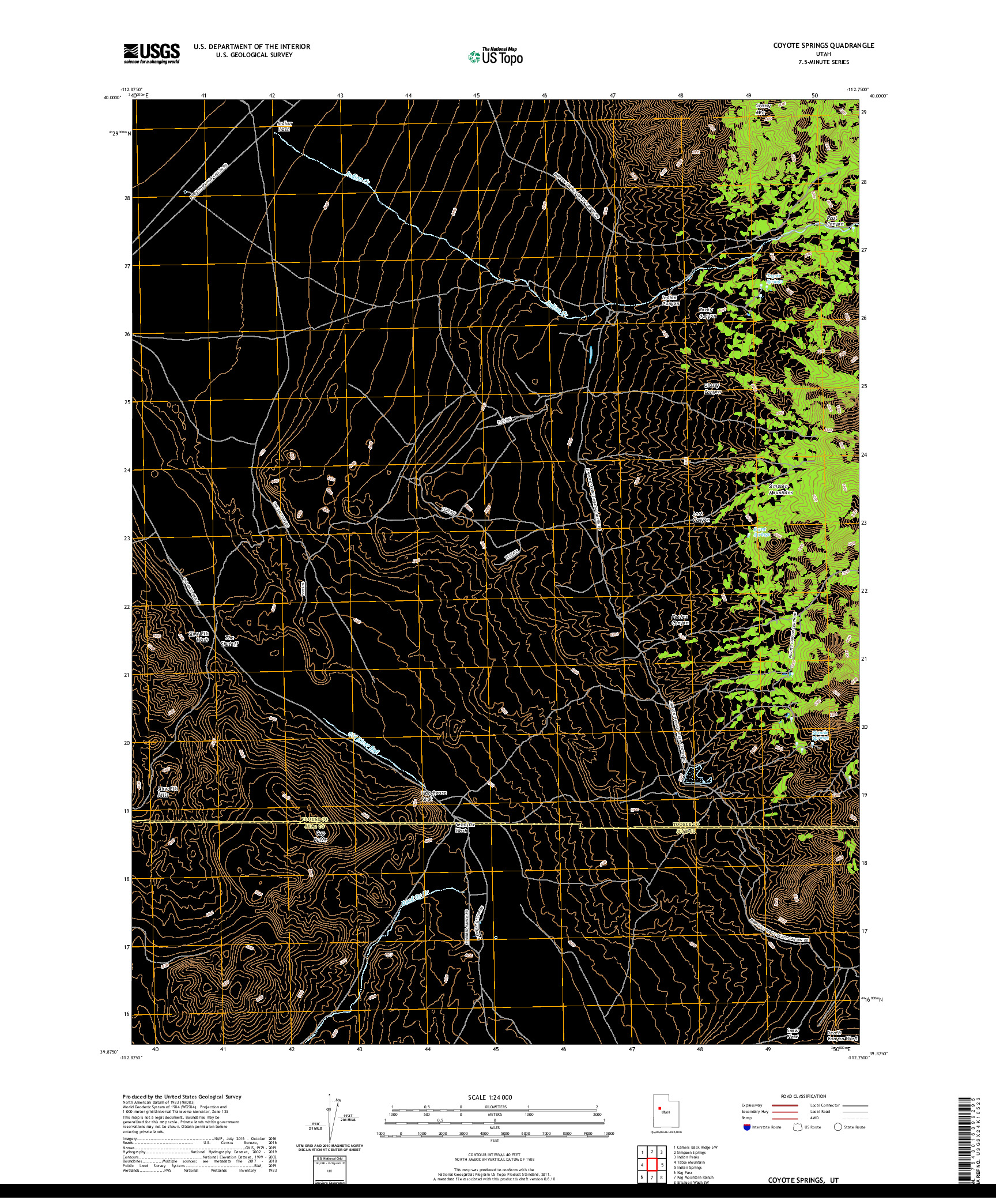 USGS US TOPO 7.5-MINUTE MAP FOR COYOTE SPRINGS, UT 2020