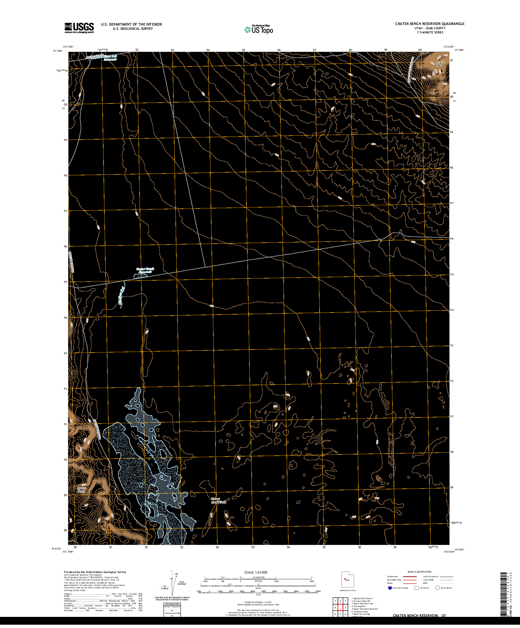USGS US TOPO 7.5-MINUTE MAP FOR CRATER BENCH RESERVOIR, UT 2020