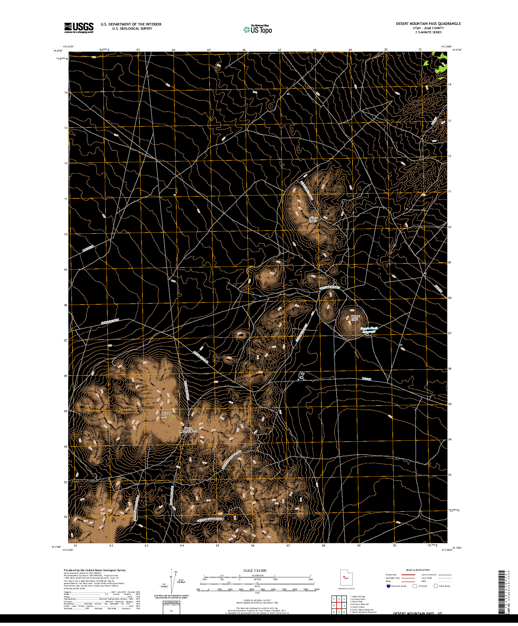 USGS US TOPO 7.5-MINUTE MAP FOR DESERT MOUNTAIN PASS, UT 2020