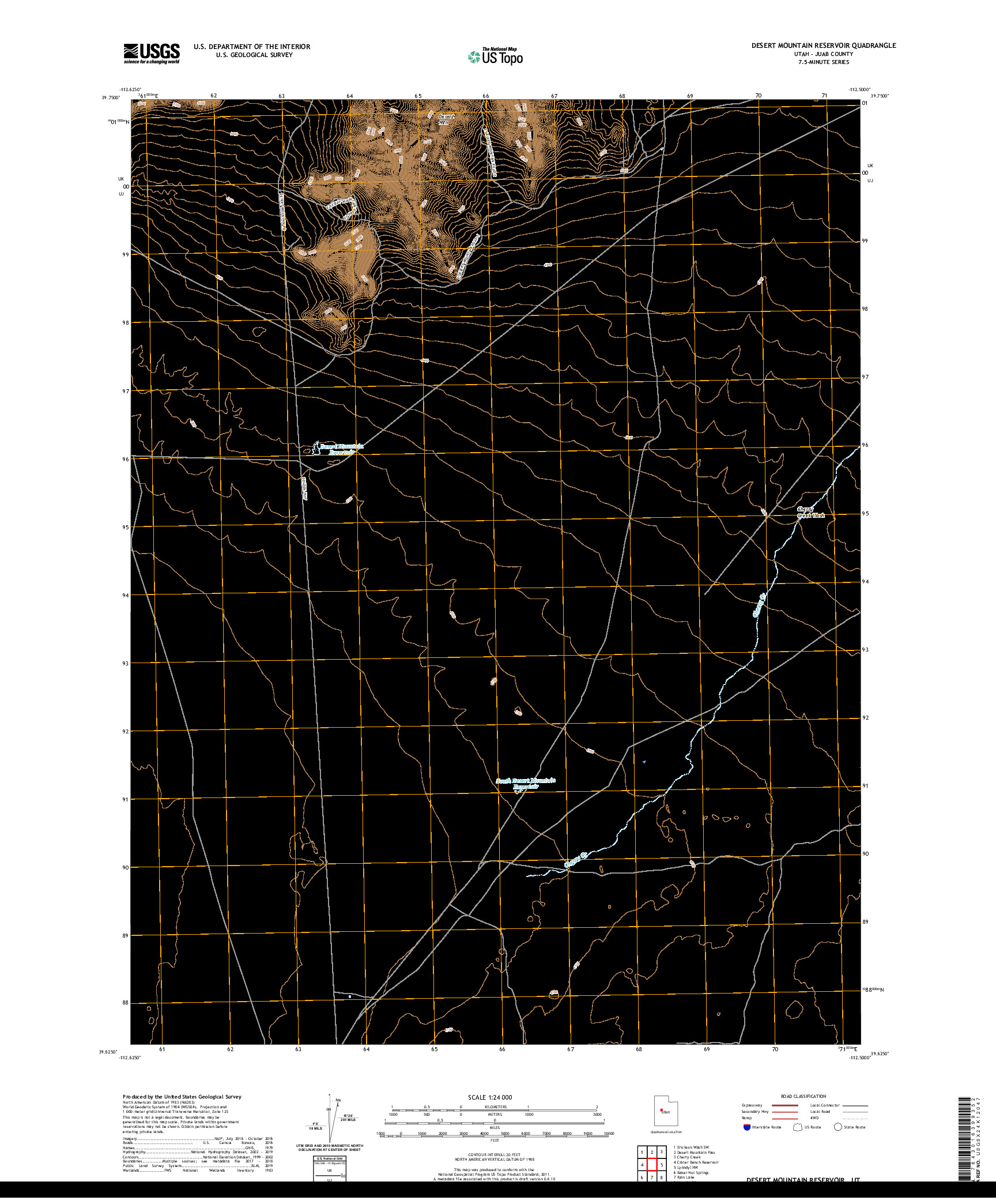 USGS US TOPO 7.5-MINUTE MAP FOR DESERT MOUNTAIN RESERVOIR, UT 2020