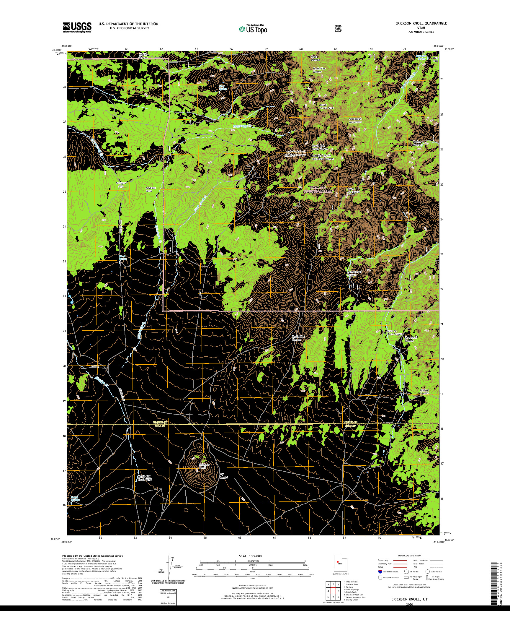 USGS US TOPO 7.5-MINUTE MAP FOR ERICKSON KNOLL, UT 2020