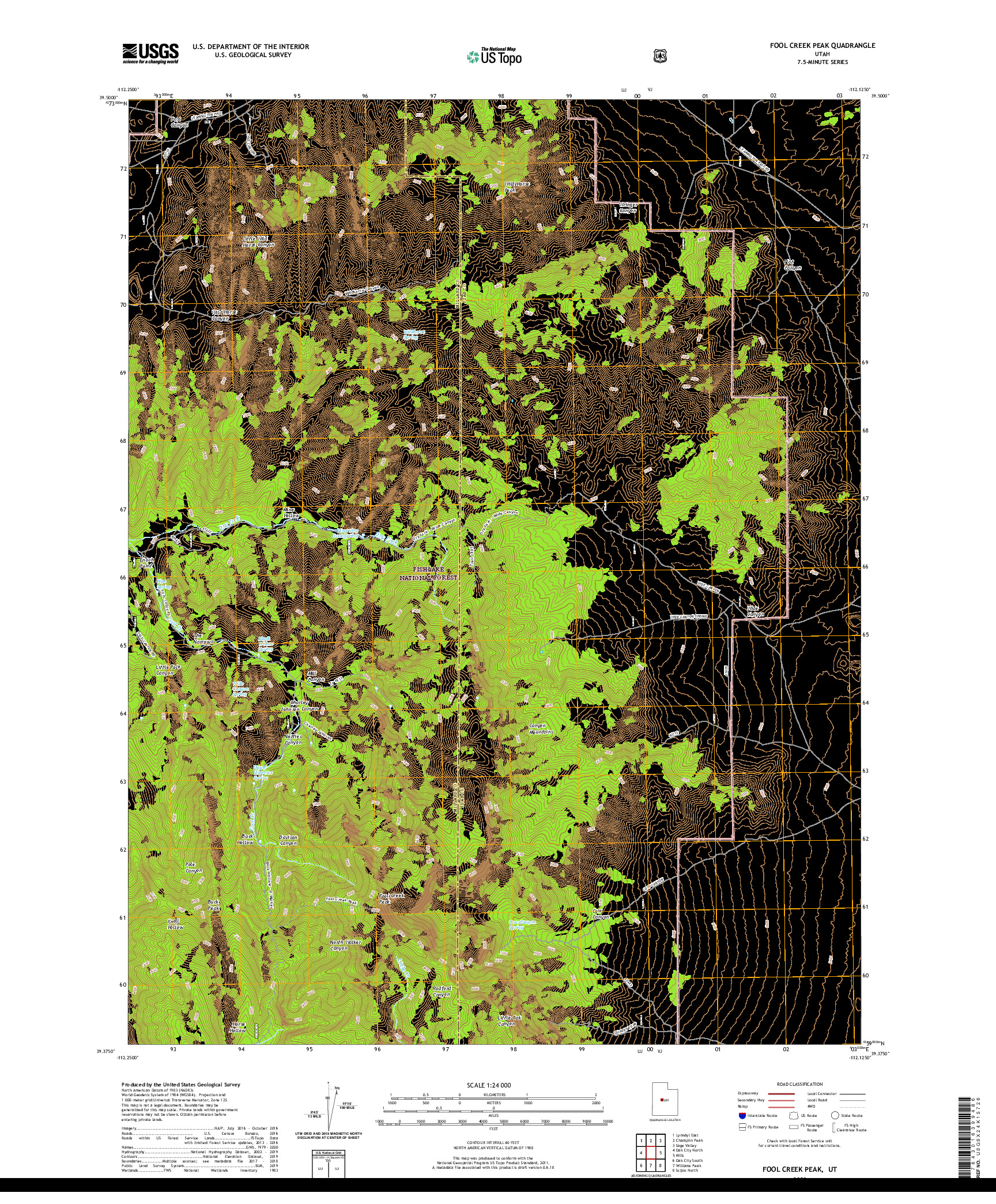 USGS US TOPO 7.5-MINUTE MAP FOR FOOL CREEK PEAK, UT 2020
