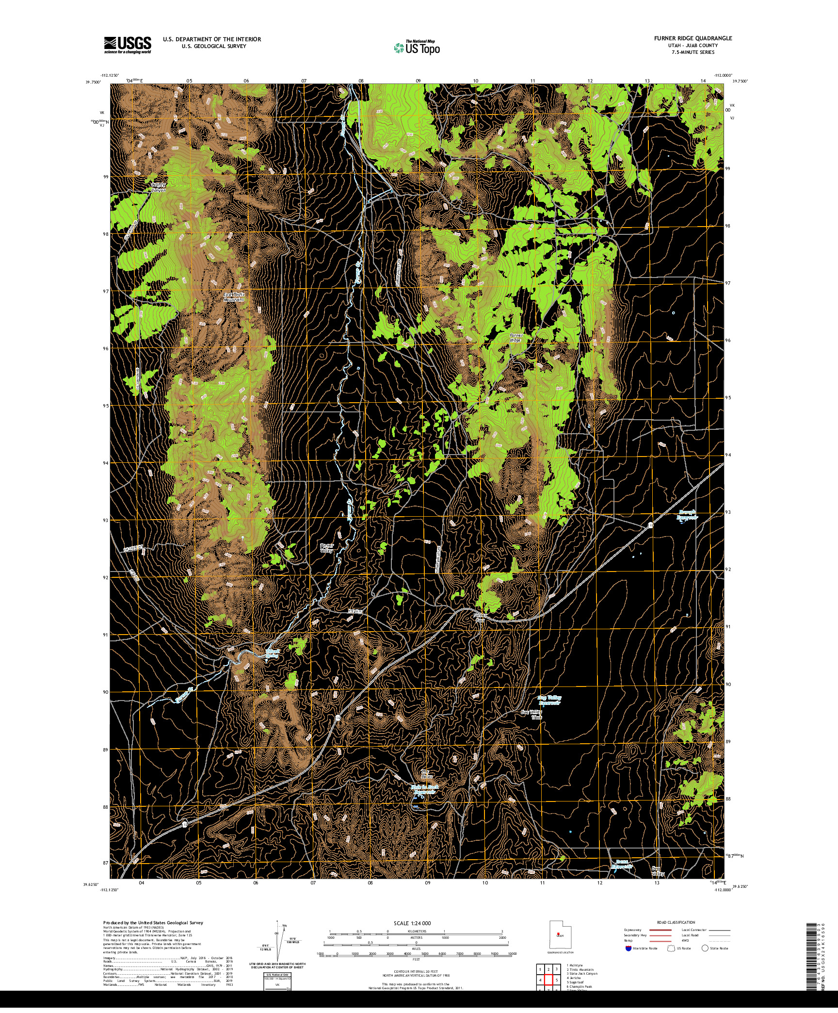 USGS US TOPO 7.5-MINUTE MAP FOR FURNER RIDGE, UT 2020