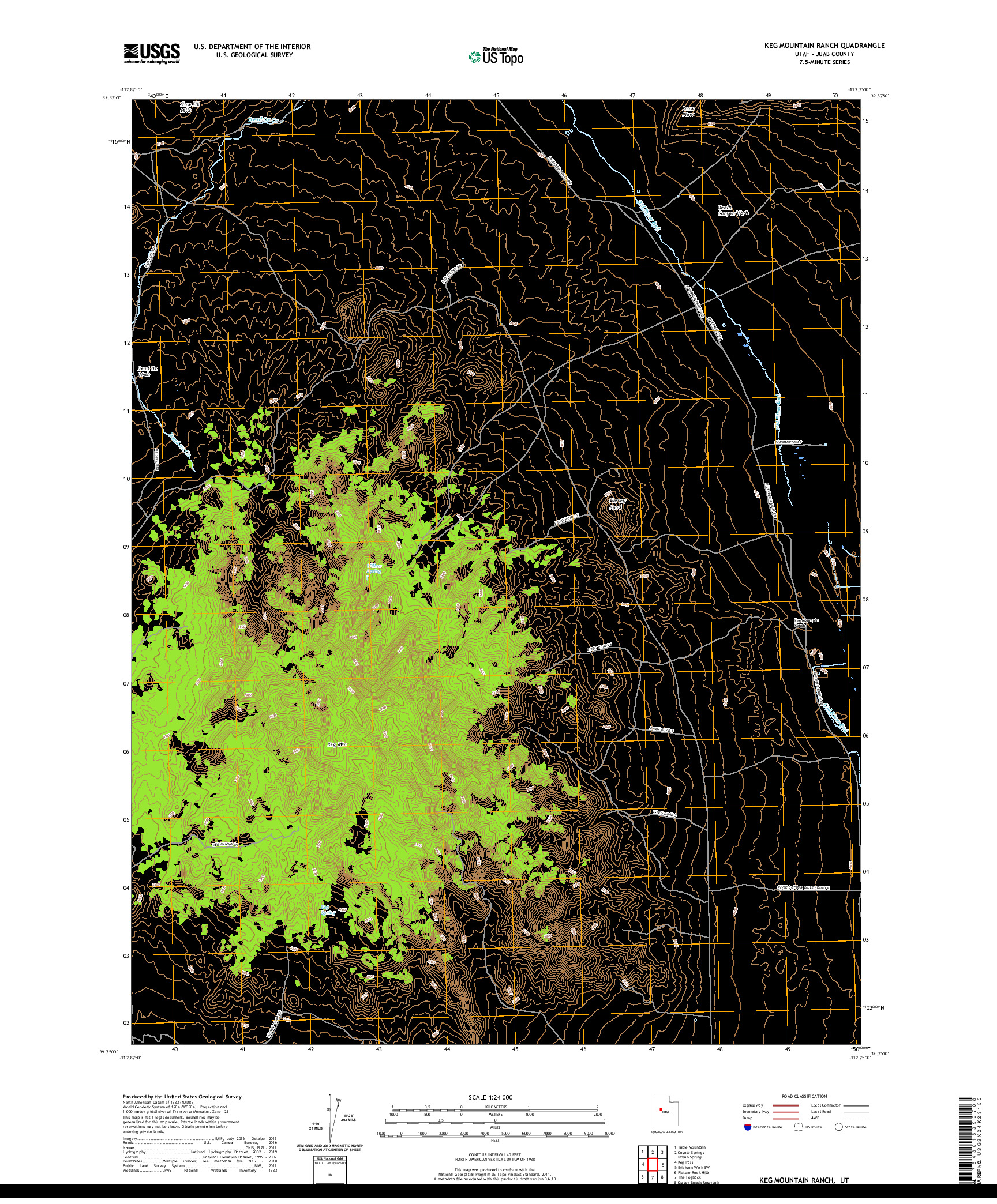 USGS US TOPO 7.5-MINUTE MAP FOR KEG MOUNTAIN RANCH, UT 2020
