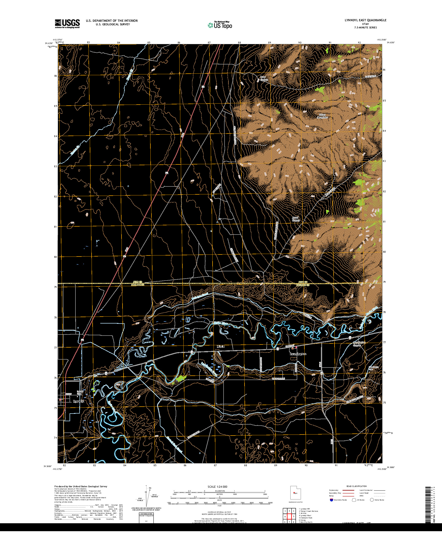 USGS US TOPO 7.5-MINUTE MAP FOR LYNNDYL EAST, UT 2020