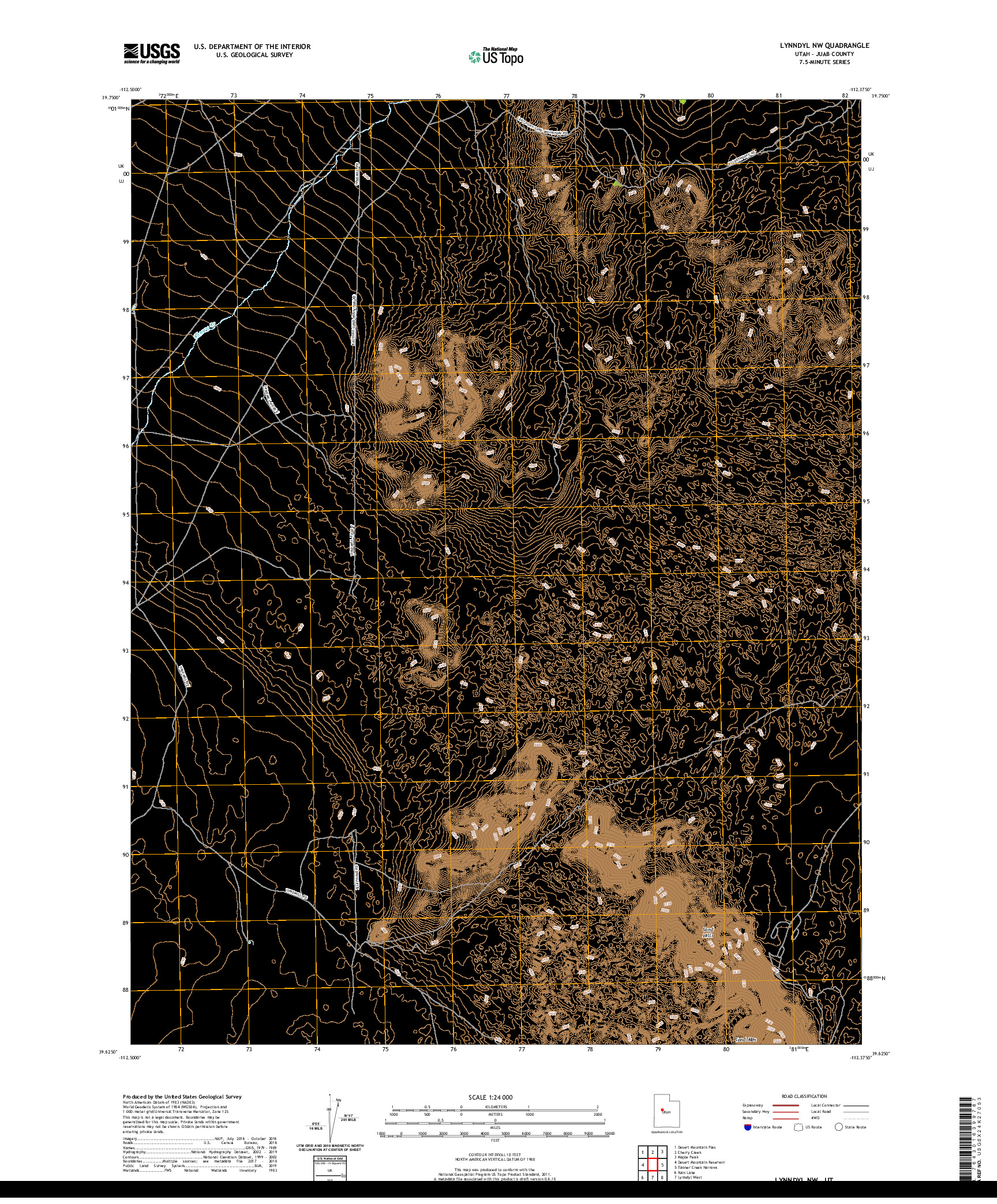USGS US TOPO 7.5-MINUTE MAP FOR LYNNDYL NW, UT 2020
