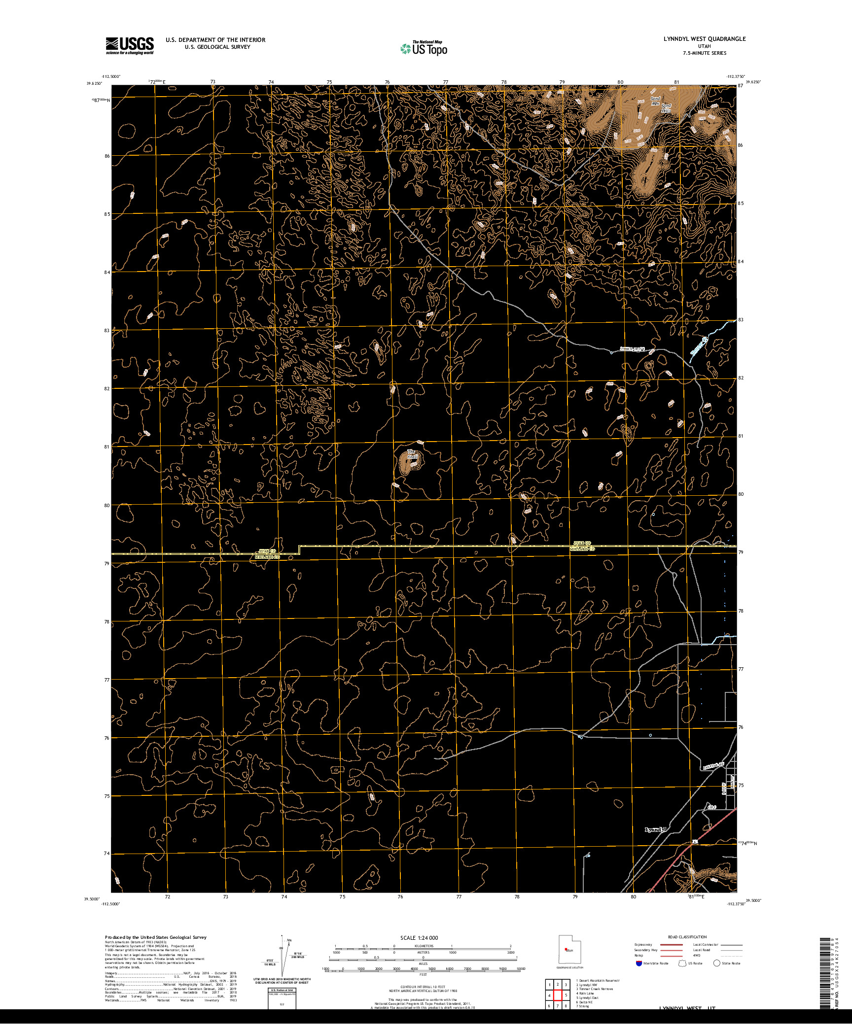 USGS US TOPO 7.5-MINUTE MAP FOR LYNNDYL WEST, UT 2020